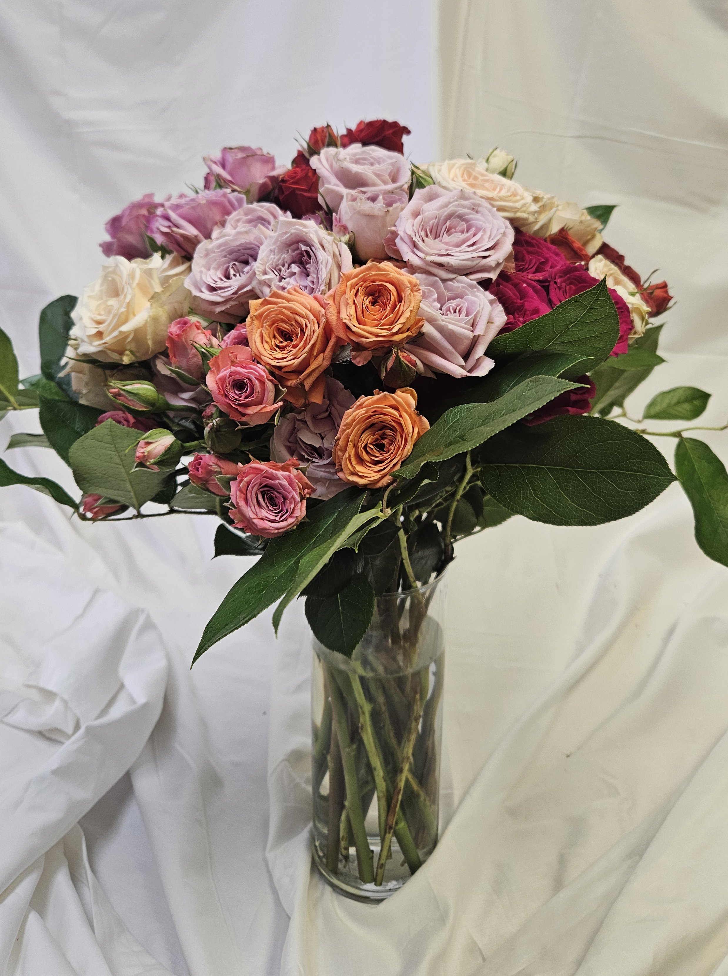 Spray Roses Arrangement Brooklyn Glass Vase.jpg