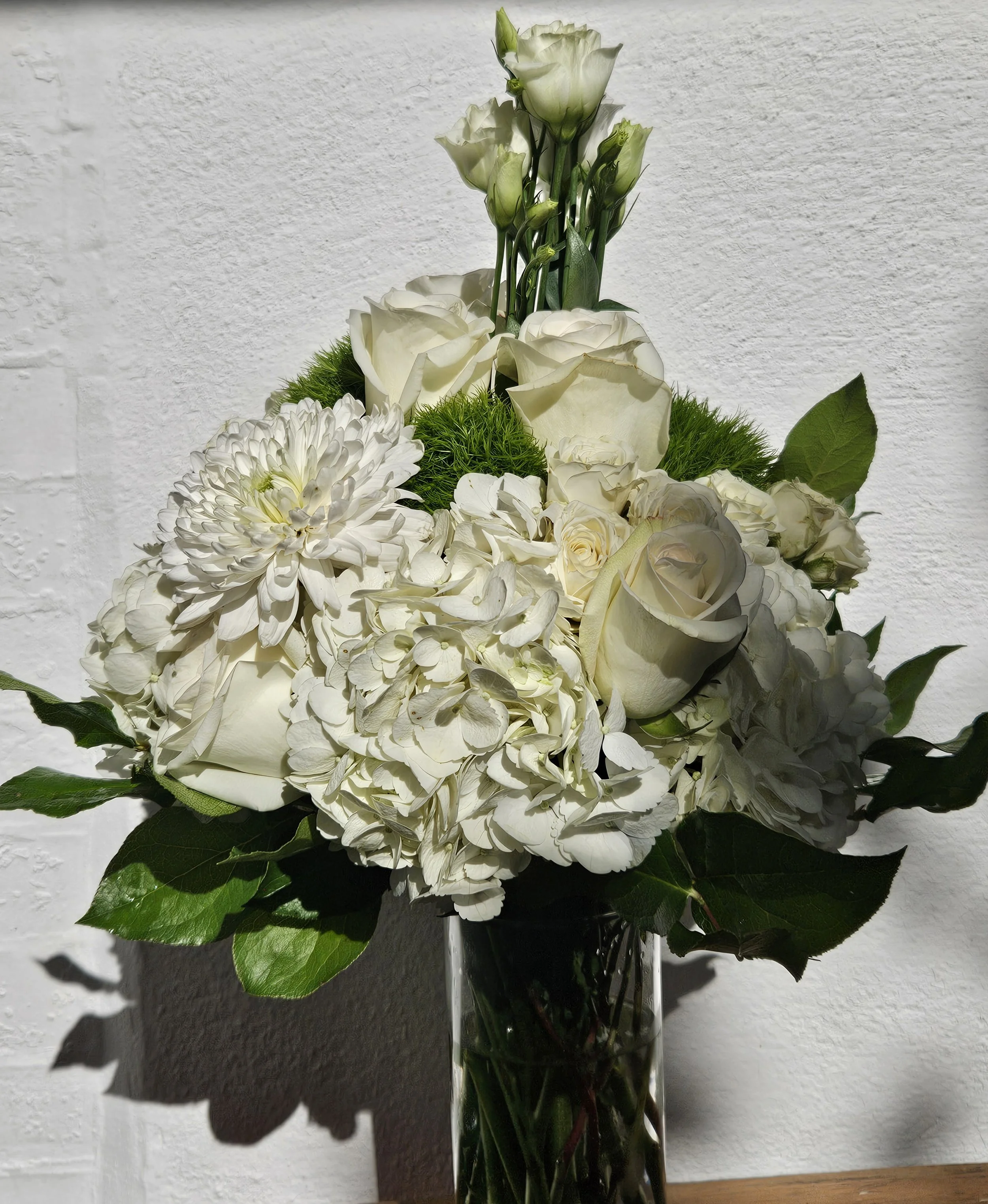 White Flower Arrangement Brooklyn Delivery Glass Vase.jpg