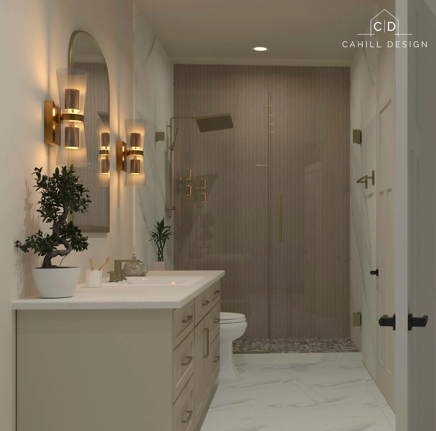 A calm, grounded kind of bathroom glow 🌿✨
Fluted wood-look tile brings texture and warmth, while the soft lighting adds that spa-like serenity every wellness home deserves. Earthy tones, organic lines, and layers of light&mdash;designed to make ever