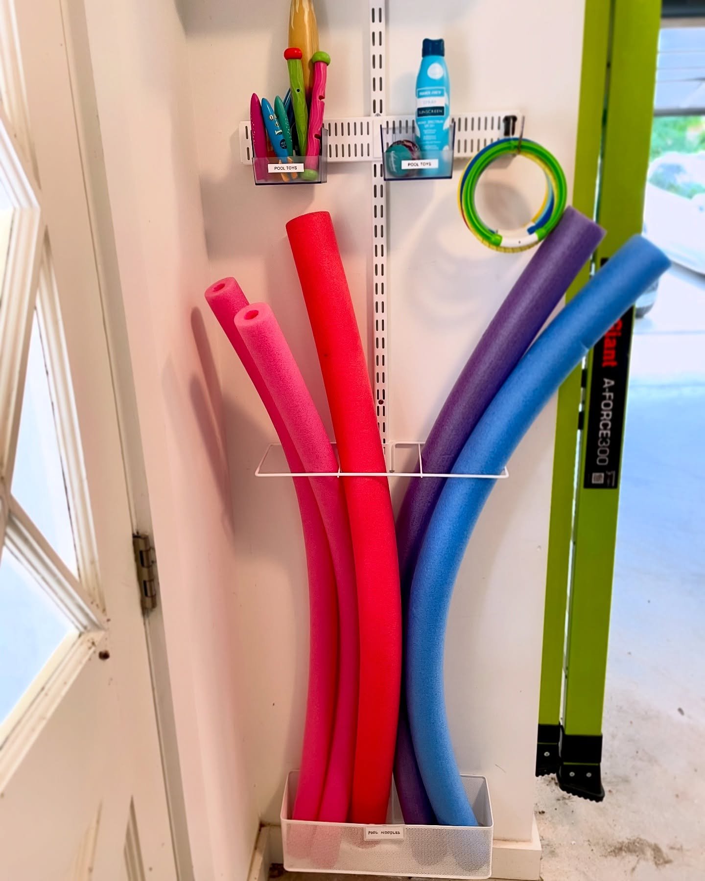 How are you staying organized this summer? 

For this family, we created a zone in their garage to keep all the pool toys and swim gear together. It&rsquo;s easy to access and put away! 

And yes, that is a gift wrap organizer we&rsquo;re using to st