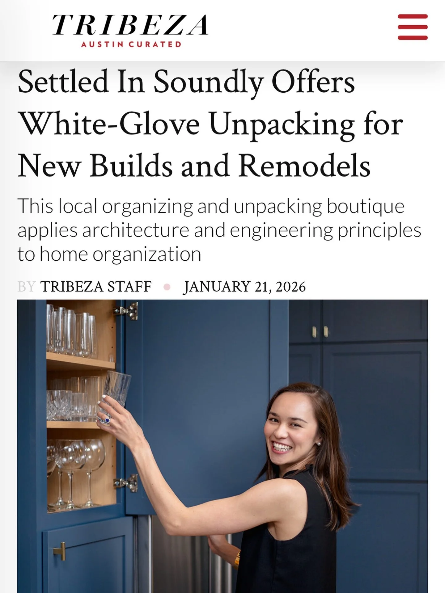 Thank you @tribeza for the opportunity to share more about our work! 

We&rsquo;d love for you to see some of it in person on the upcoming Interiors Tour, January 31 + February 1. 

See you there! 
.
.
.
.
#settledinsoundly #austinprofessionalorganiz