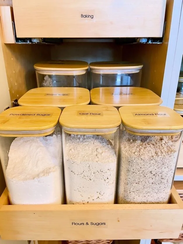 Flour and Sugar in Glass Bamboo Jars.jpg