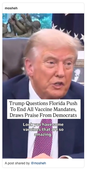 A screenshot of an Instagram reel of President Donald J. Trump