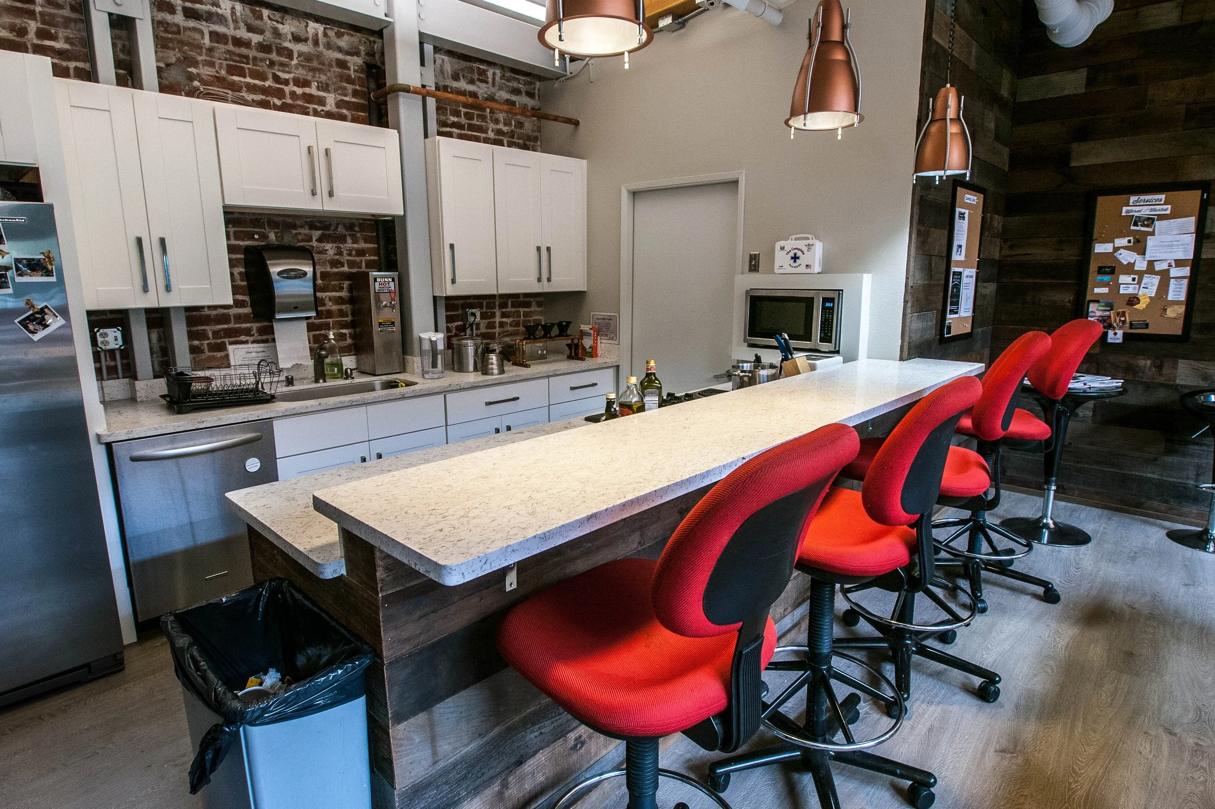 Kitchen with Microwave, Coffee, Dishwasher, and Fridge