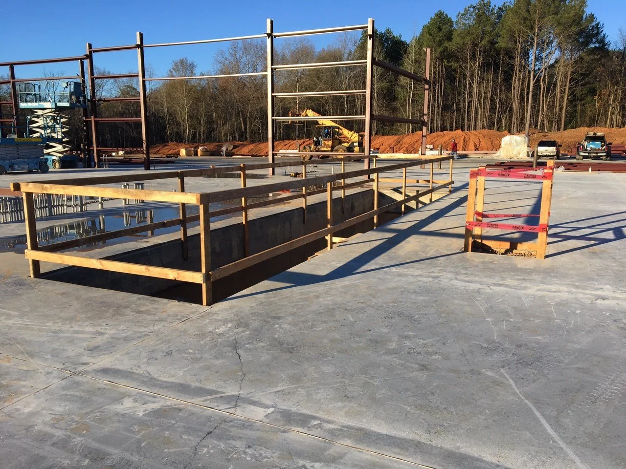 ABE Marshall Metal Building Frame 3 Safety Railing Commercial Builder Marshall Tx.JPG