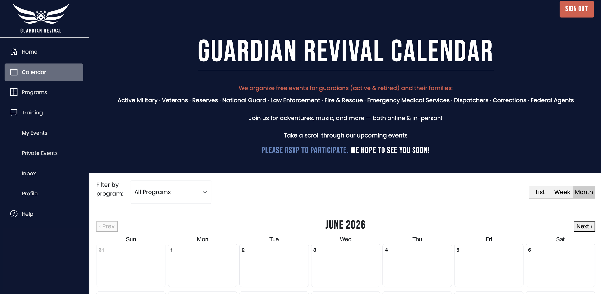 Calendar: Month View