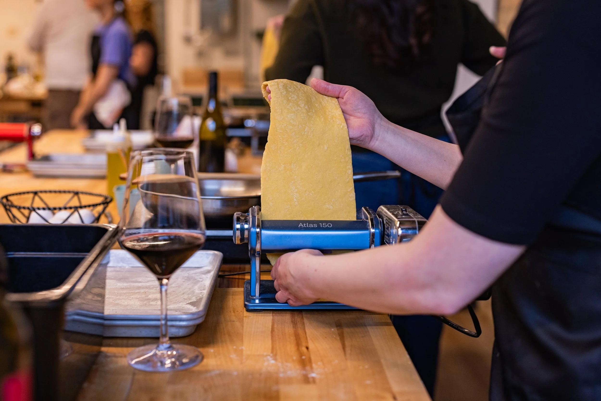 pasta being rolled out