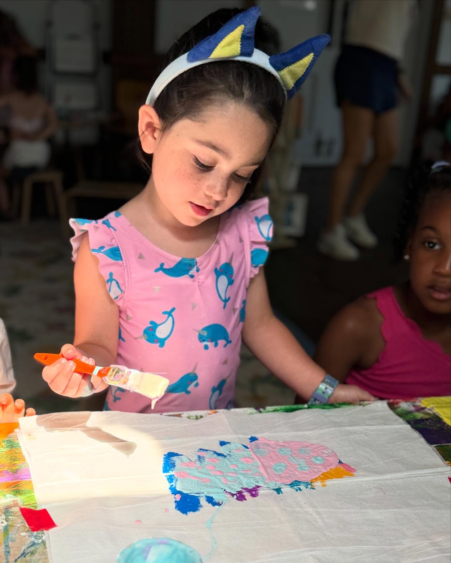 &ldquo;What colors live in clouds?&rdquo;

We started with white and gray. Then memories bloomed&mdash;pink sunsets, layered blues, fiery oranges, streaks of purple. Turns out clouds wear more hues than we can count.

Kids grabbed oil + chalk pastels