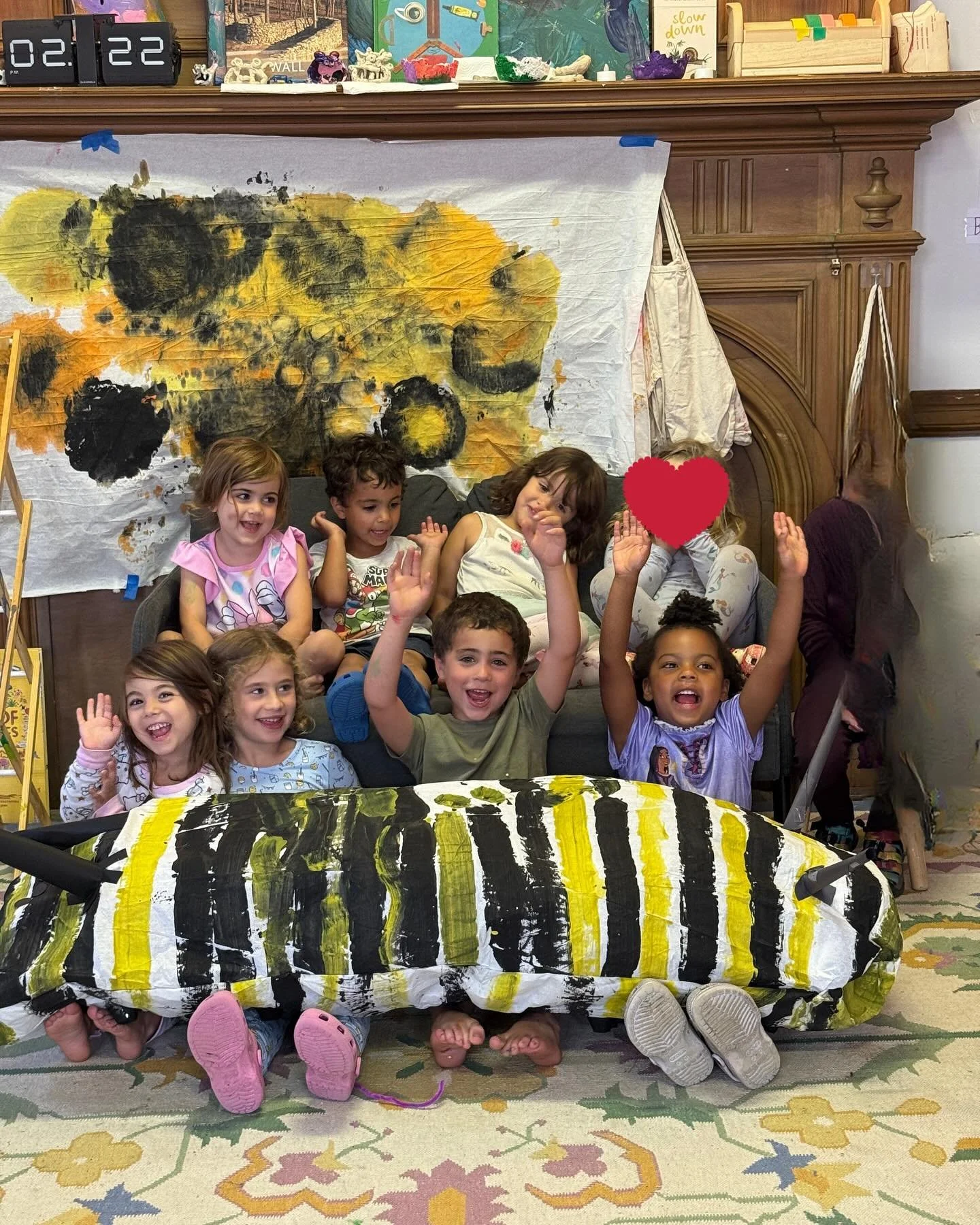 Inspired by the kids&rsquo; interest in stuffies and pillows, we made a giant monarch caterpillar together using leftover drop cloth paper and Ann Hobbie&rsquo;s Monarch Butterflies as our guide.

Campers painted long, colorful stripes, then helped c