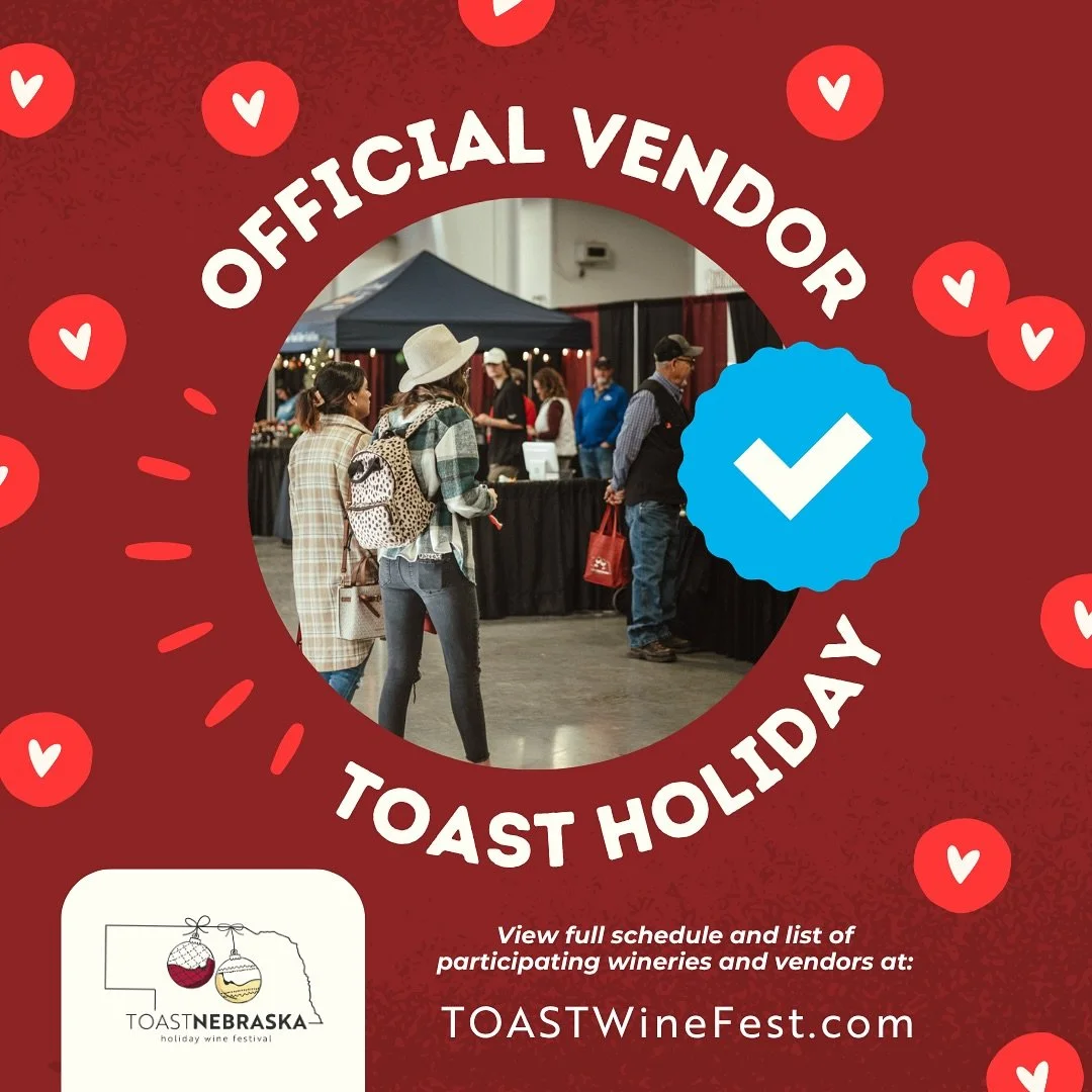 ๐ WE’RE AN OFFICIAL VENDOR! ๐
We’re thrilled to announce that we’ll be at the 2025 TOAST Nebraska Holiday Wine Festival on November 15 at Fonner Park in Grand Island!
 
Join us for an unforgettable all-inclusive experience featuri