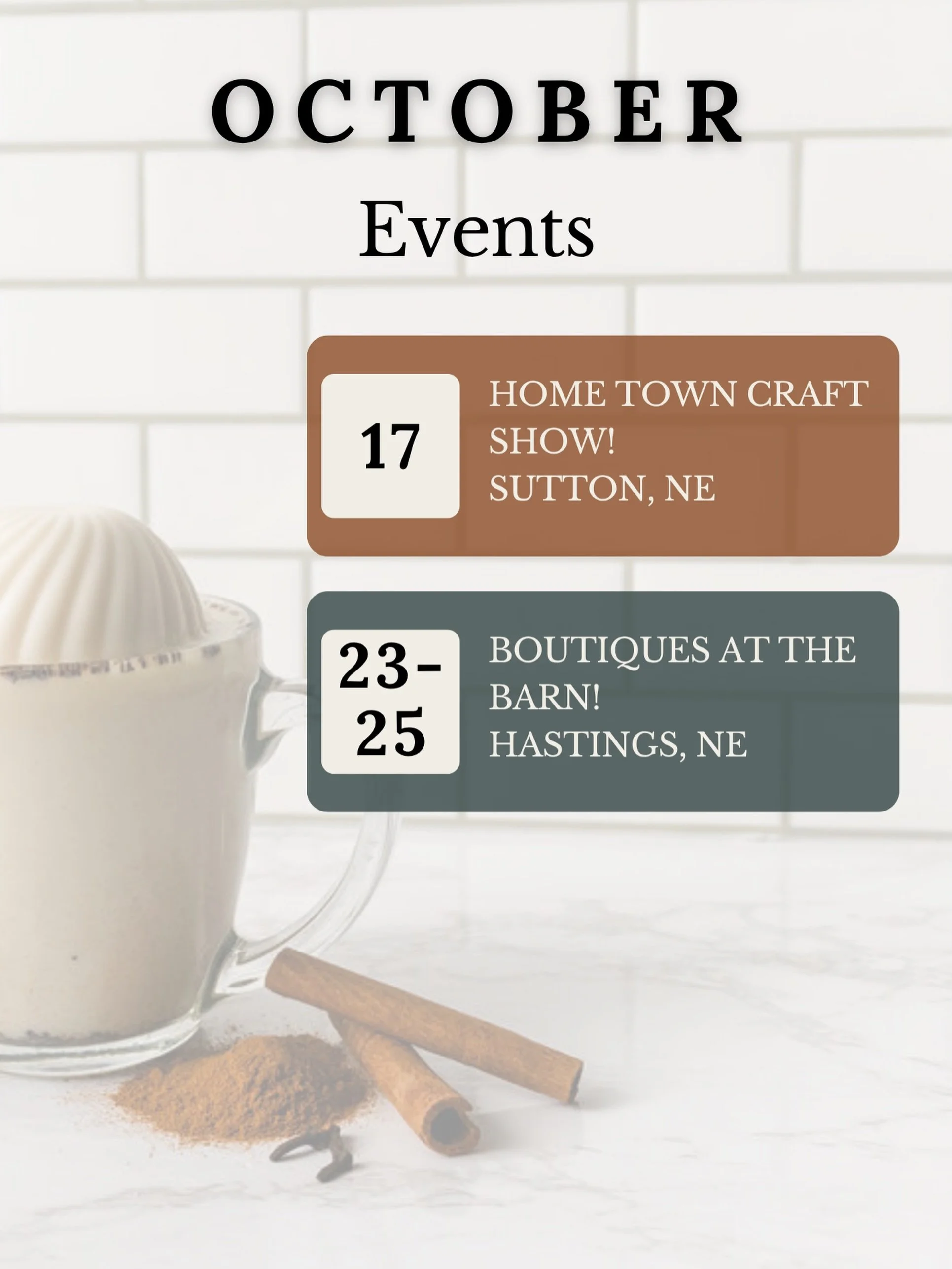 RLC&rsquo;s October Event Calendar. 🍁
Catch us in Sutton and/or Hastings NE this month. ✨