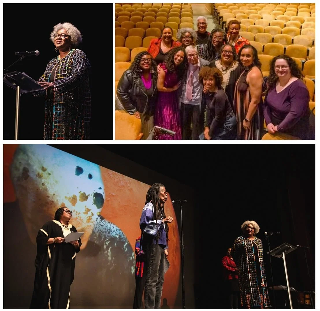 A Tribute to Nikki Giovanni at the Virginia Festival of the Book 2025, directed by Kalela Wiliiams, was held at the Paramount Theater in Charlottesville, Virginia, on March 22.  Members of the Wintergreen Women Writers Collective: Joanne Gabbin, Dary