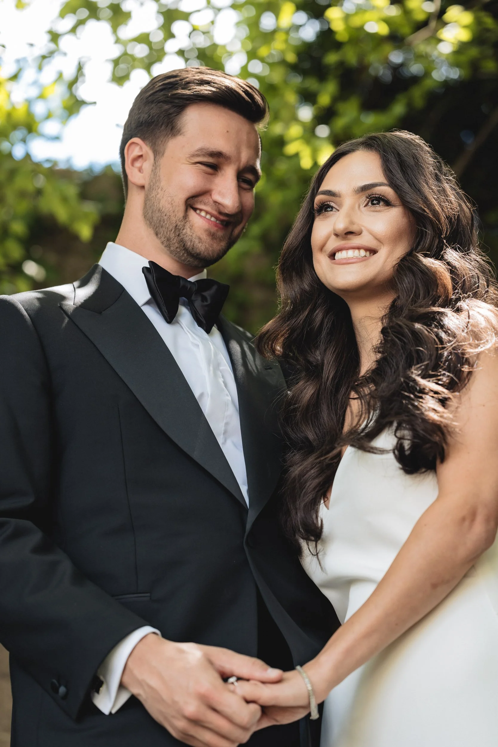 Groom looking at bride during Connecticut Wedding
