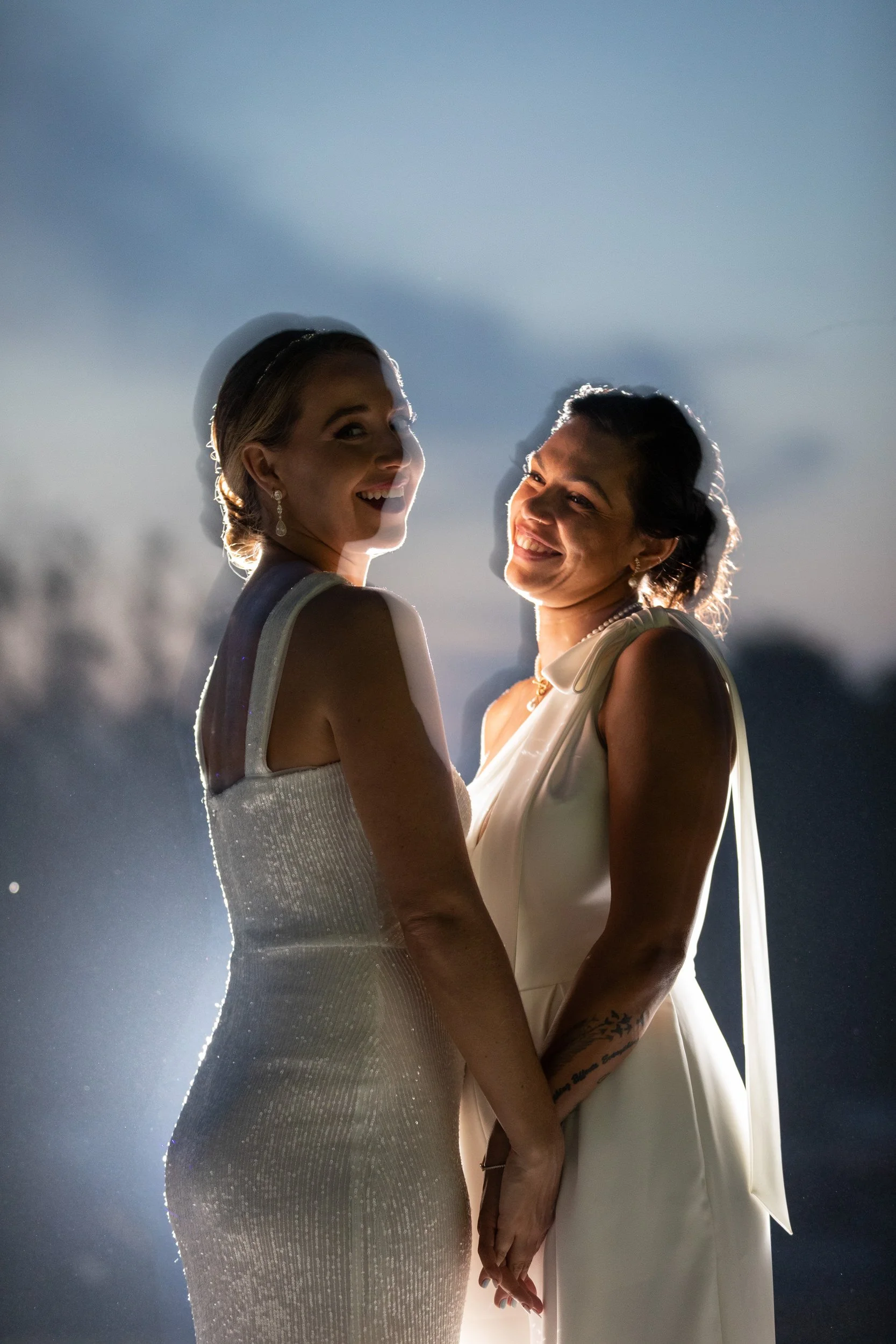 Nighttime photos with romantic wedding vibes in New England