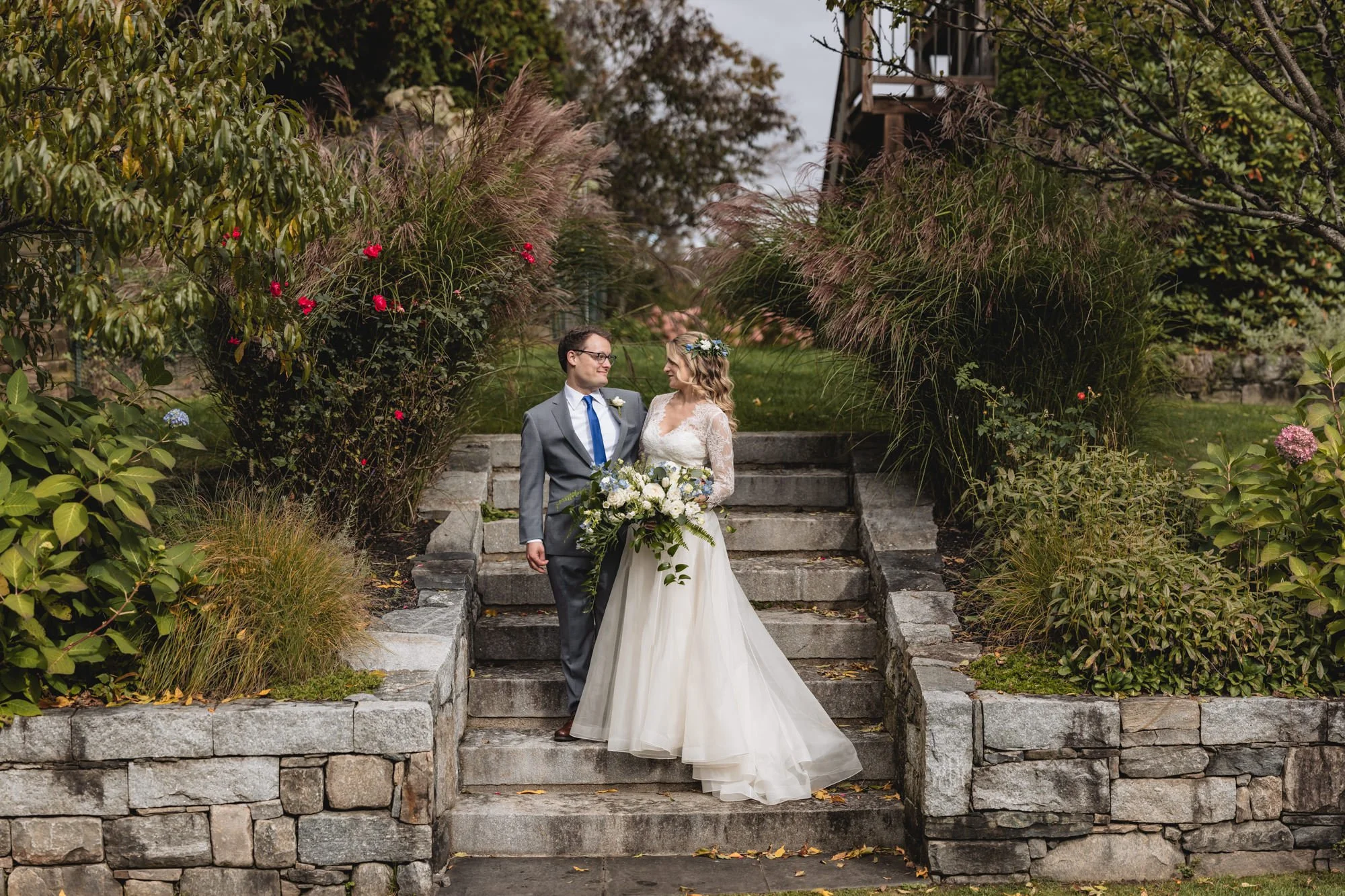 Classic bride and groom portrait at Lace Factory in Connecticut