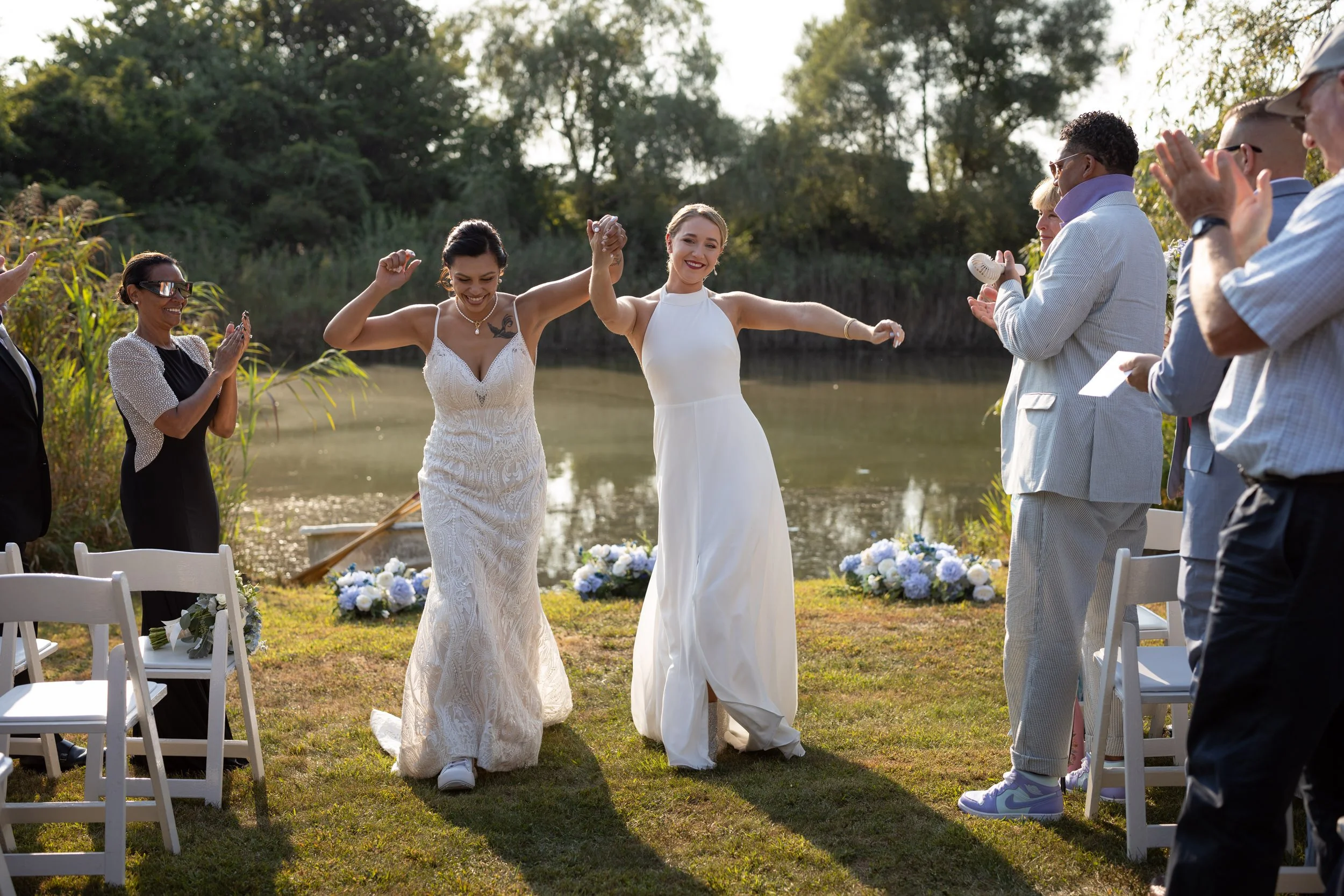 Same sex wedding in Nantucket, candid wedding photographer