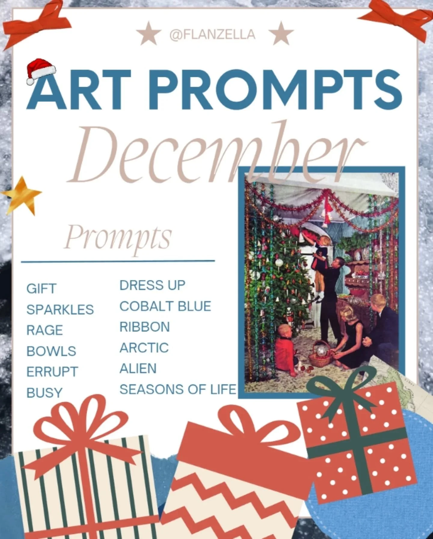Dare I say... It's the LAST prompt list of the year 😮 I know it's always a busy time of the year but remember to take time for YOURSELF and YOUR ART ✂️❤️ Let's finish up this year with style and make some collage 😜
