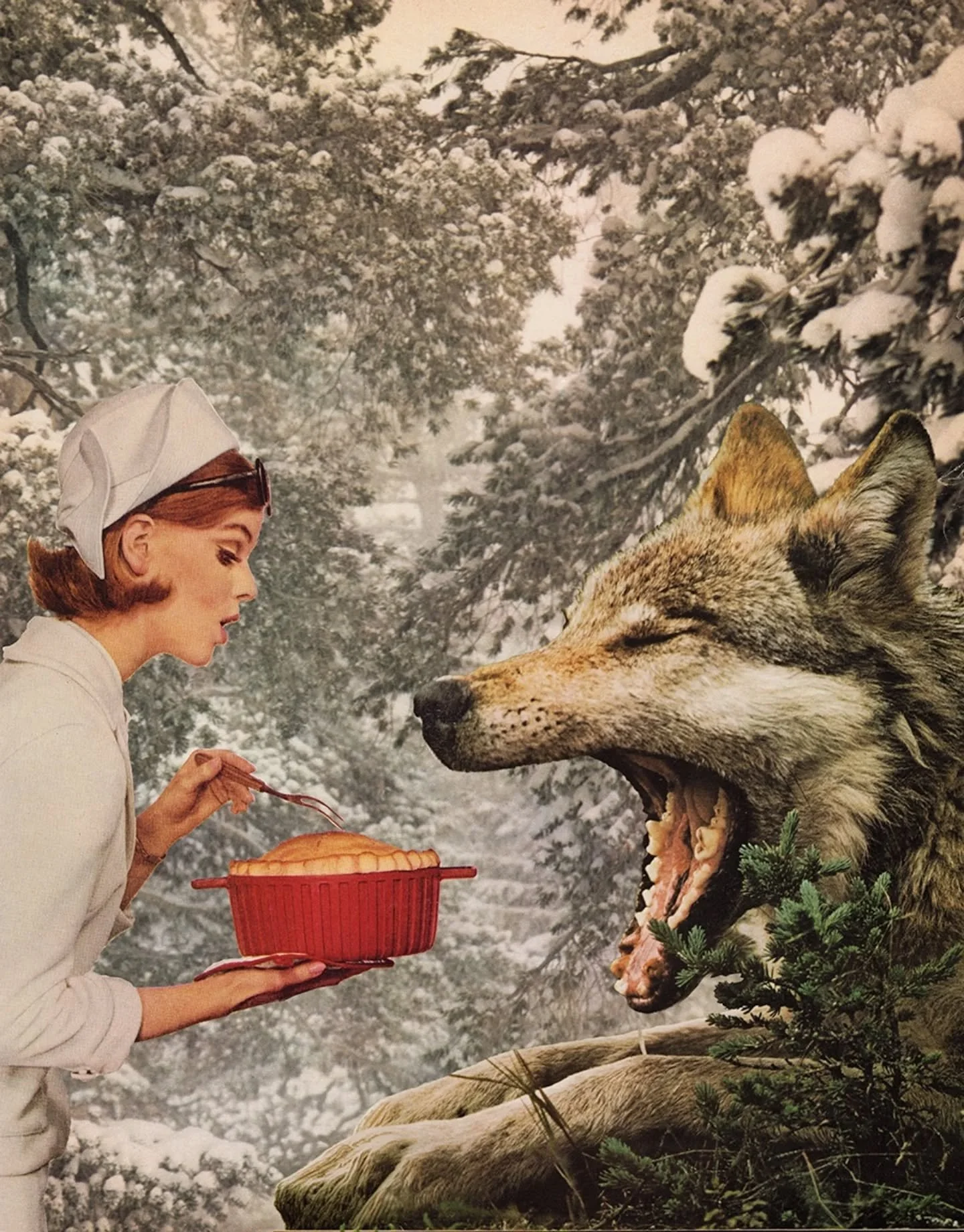 #februllage2026 prompt (sweet) TOOTH 🦷 

I had this pile of potential for quite some time, I'm happy I finally got to make it! The woman on the left was one of the hardest pieces I've ever had to cut out! It took forever! 
I was feeling a bit unmoti