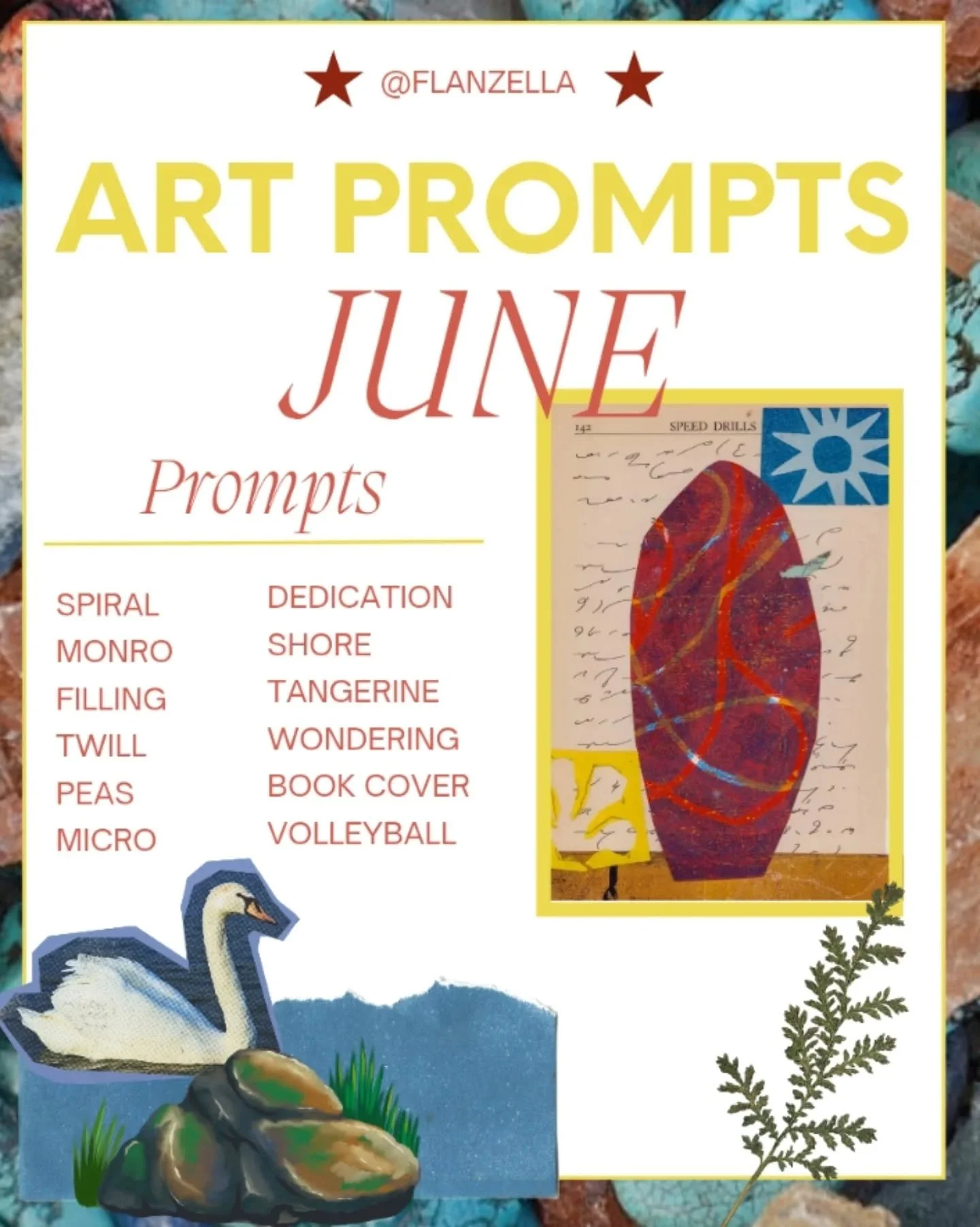 JUNE PROMPTS ❤️ 

Lots of great work coming out of this community! Keep it up! I included a lot of your prompt suggestions for this list, so I hope you all give them a try 😊 
If you'd like to take workshops with me, I'm running art retreats this sum