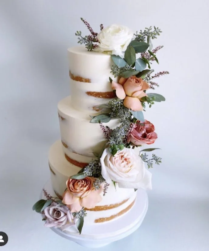 Semi-naked design with cascading fresh flowers