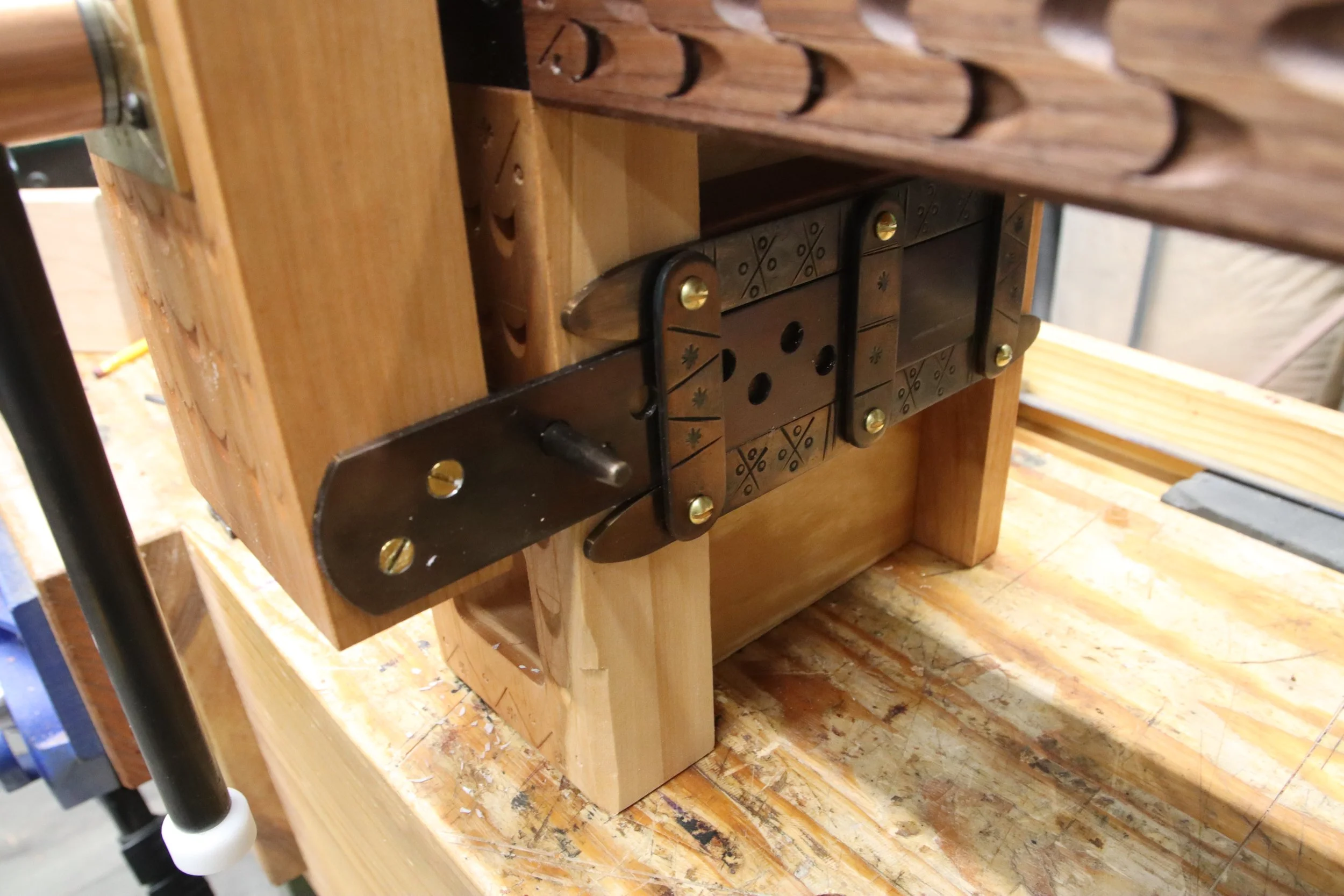 Forged hardware for a woodworking vise