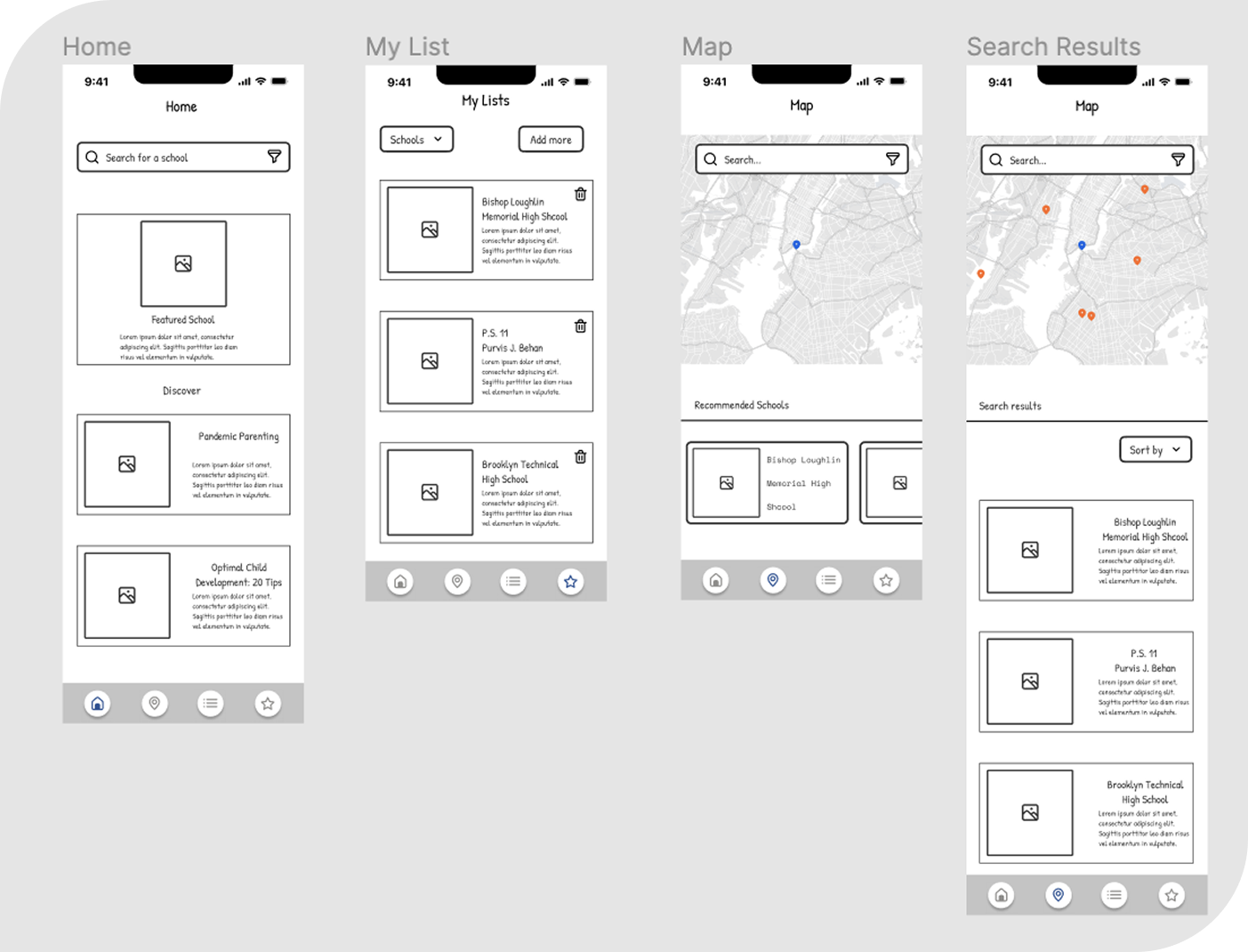 Low Fidelity Wireframes