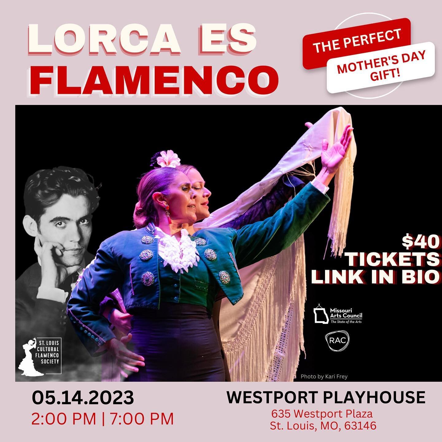 Join us for Lorca Es Flamenco on Sunday, May 14 at 2pm and 7pm at @westportplayhouse at @westportsocial 💃 TICKETS FOR SALE IN LINK IN BIO! 

#stlflamenco #flamencodance #flamencoshow #stlouis #stl #stldance