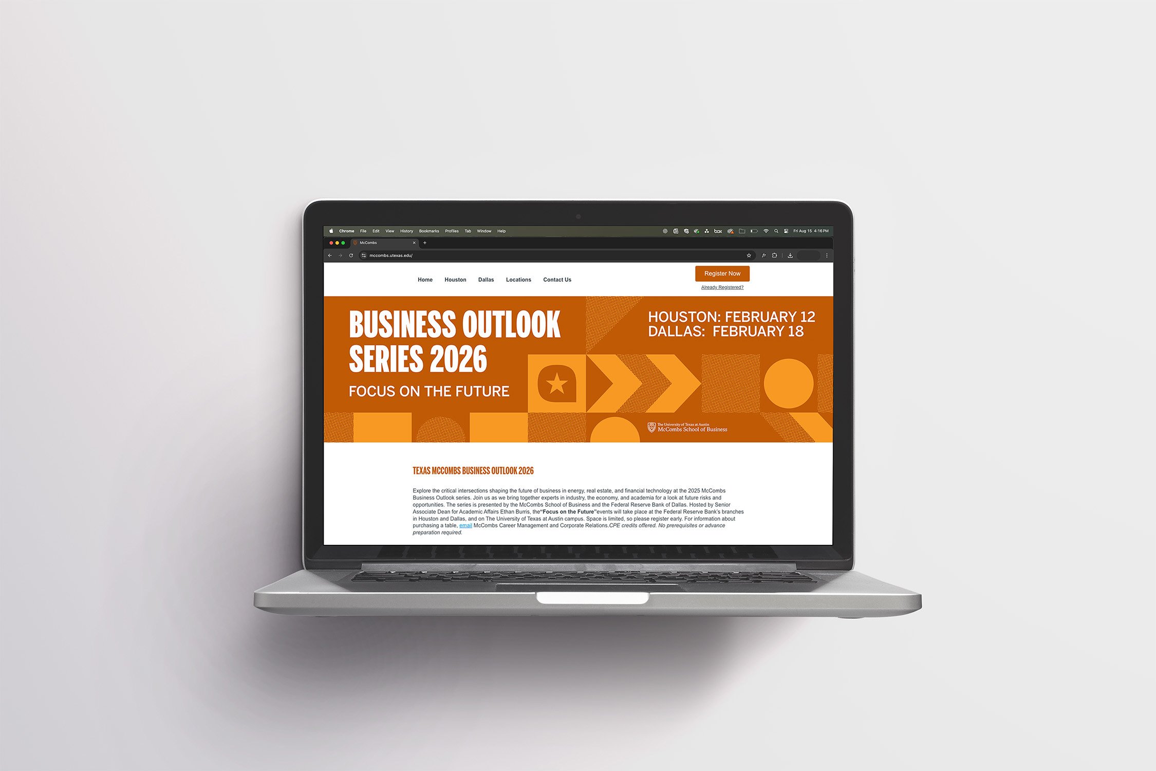 Key art for the Texas McCombs Business Outlook Series. 