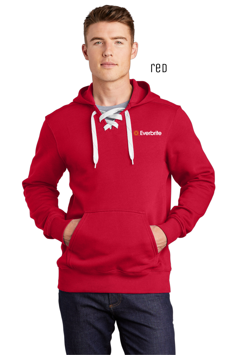 Sport-Tek Lace-Up Pullover Hoodie - ST271, 65/35 Cotton-Poly Fleece, Front Pocket, Sizes XS-4XL