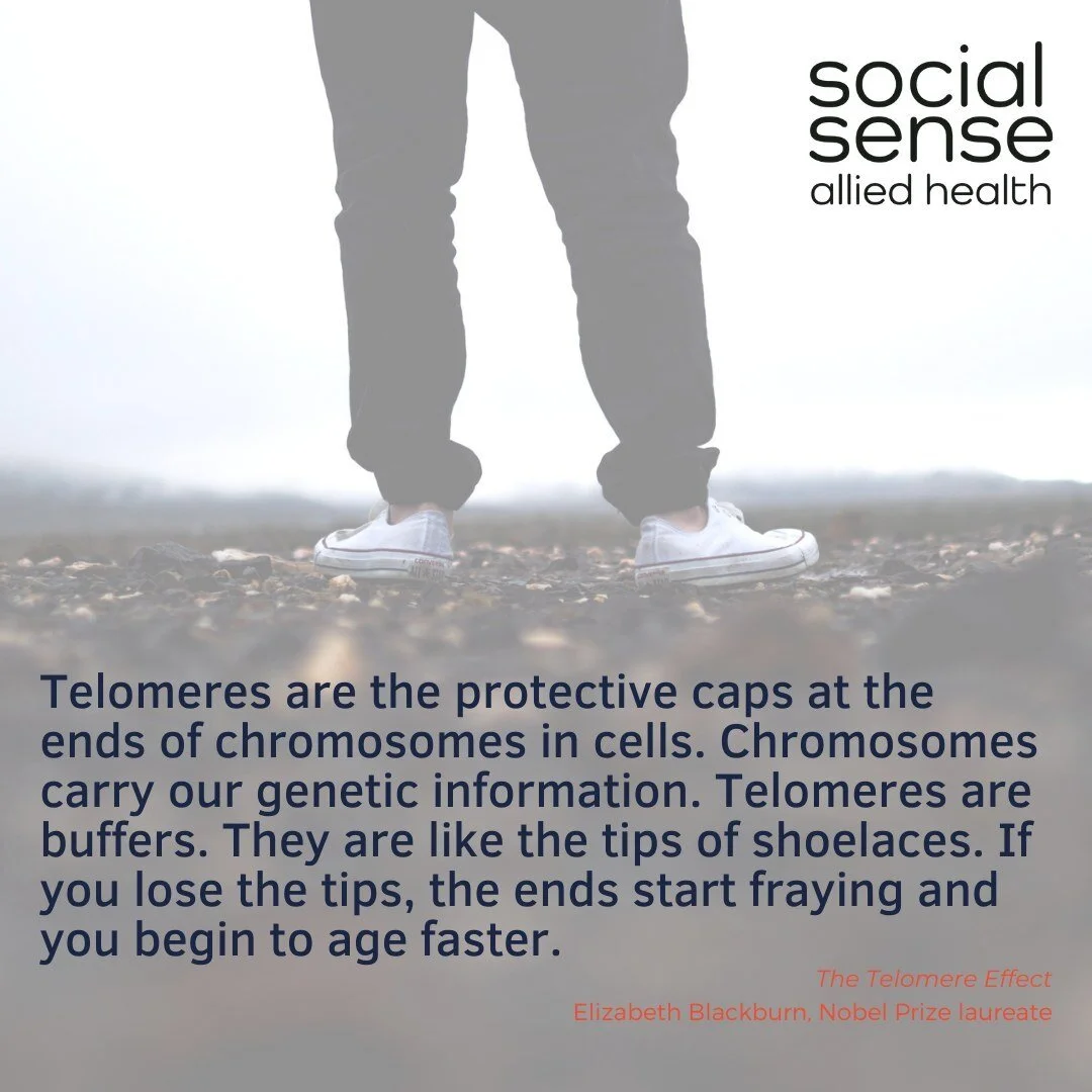 Telomeres in people wear down quicker with poverty, abuse and other adverse events. This can be why some of us look older than we really are.