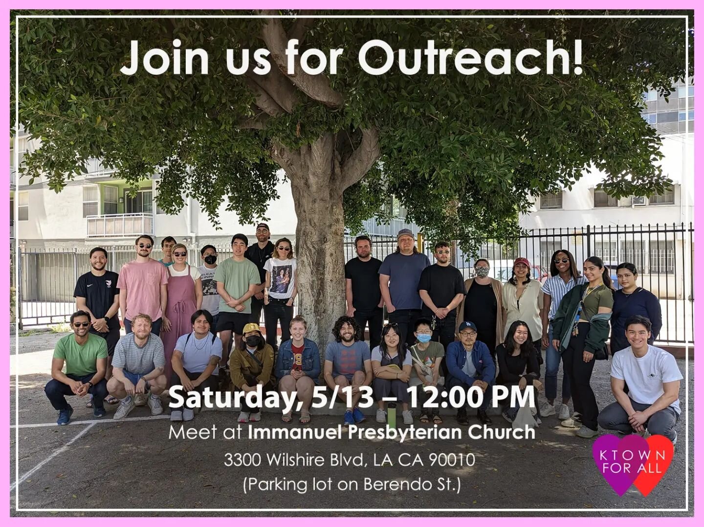 Join us for outreach tomorrow! We meet in the parking lot at Immanuel Presbyterian Church at noon. Free parking is available in the lot. We always go over best practices and if you're new we'll make sure you're in a group with experienced volunteers.