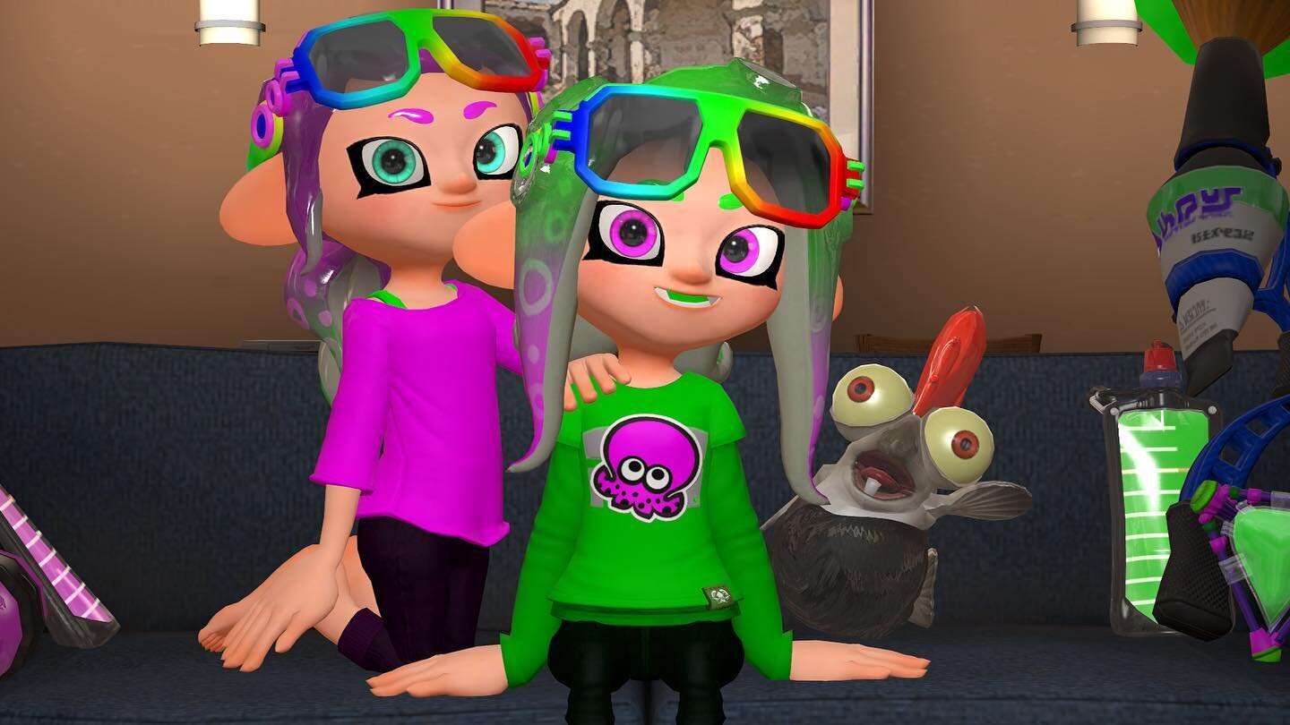 New year, new photo with the both of us - this time, with a new apartment resident, Lil&rsquo; Buddy!

We don&rsquo;t have a name for it, though&hellip; any suggestions? Let us know by sending us a message! - 💜 Lyla

#Splatoon3 #Octoling #LilBuddy #