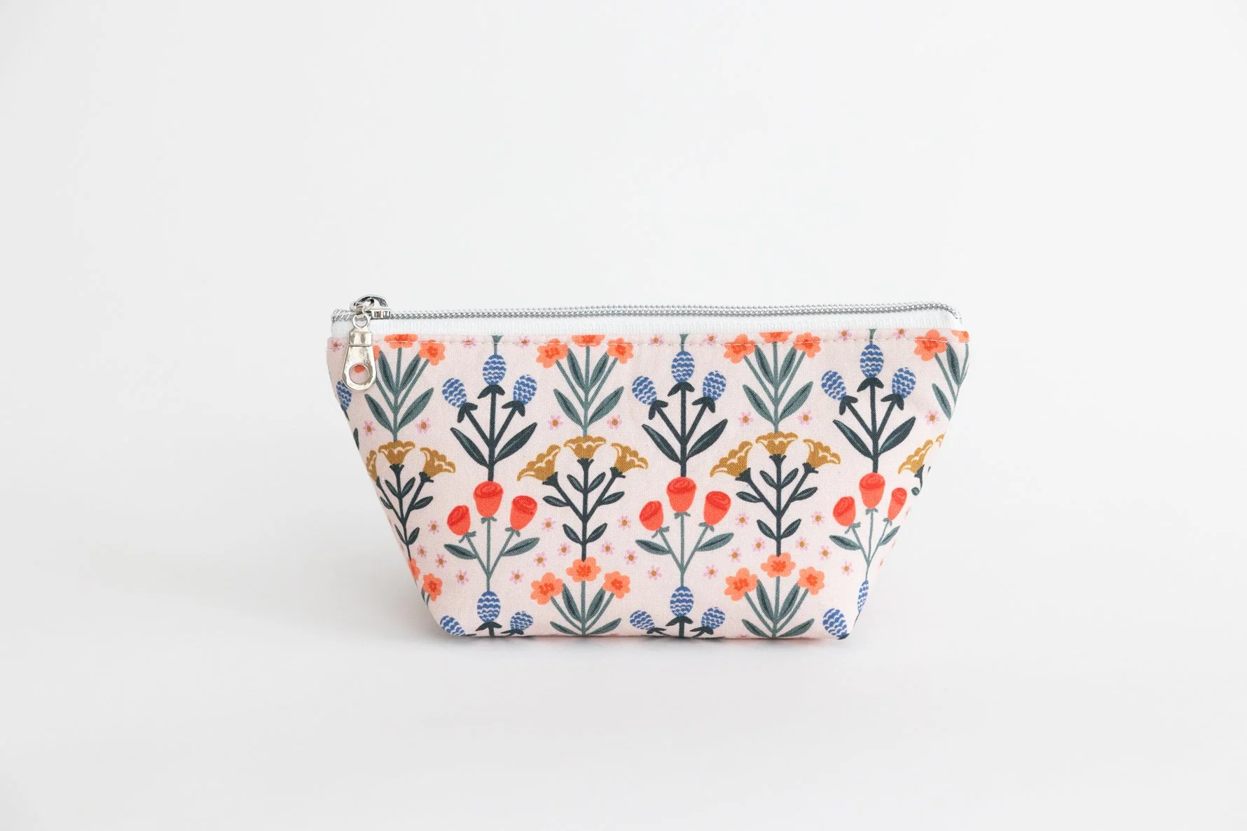 Pink Floral Zipper Pouch