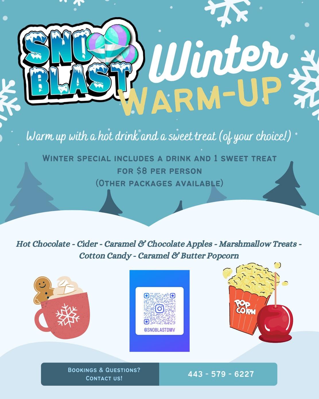 Thinking about doing something special for your team?? Look no further, book a  Winter Warm up with Sno Blast DMV!

Book today‼️
