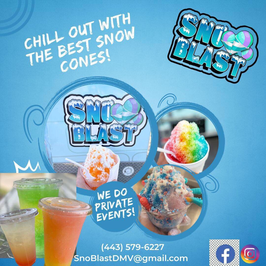Book Sno Blast DMV for your Spring and Summer events; tasty handcrafted snow cones and slushies and more!

Don&rsquo;t forget to treat your team this winter with our Warm-Up menu. We have Super affordable packages, email us at SnoBlastDMV@gmail.com