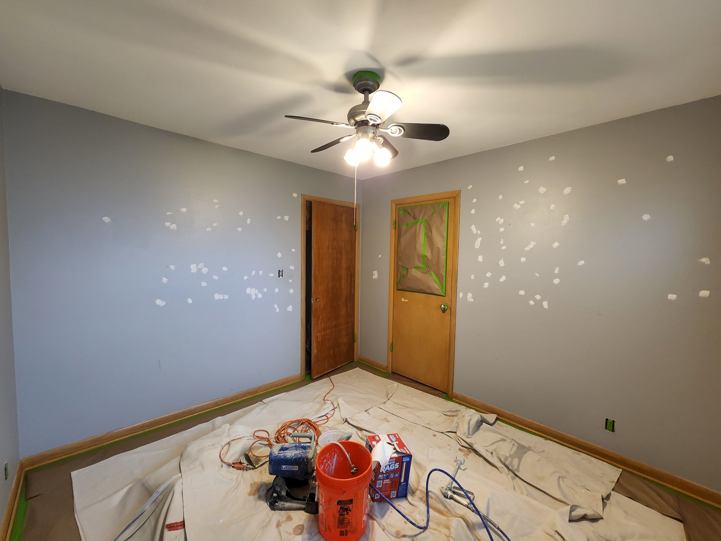 Brookfield WI, bedroom walls, ceiling, doors and trim before