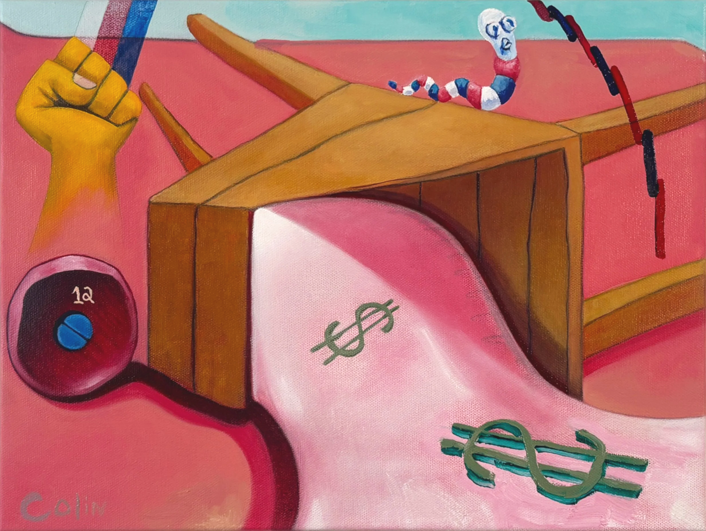 "The Clock Works" Oil & pencil on canvas. 12 in. x 16 in.