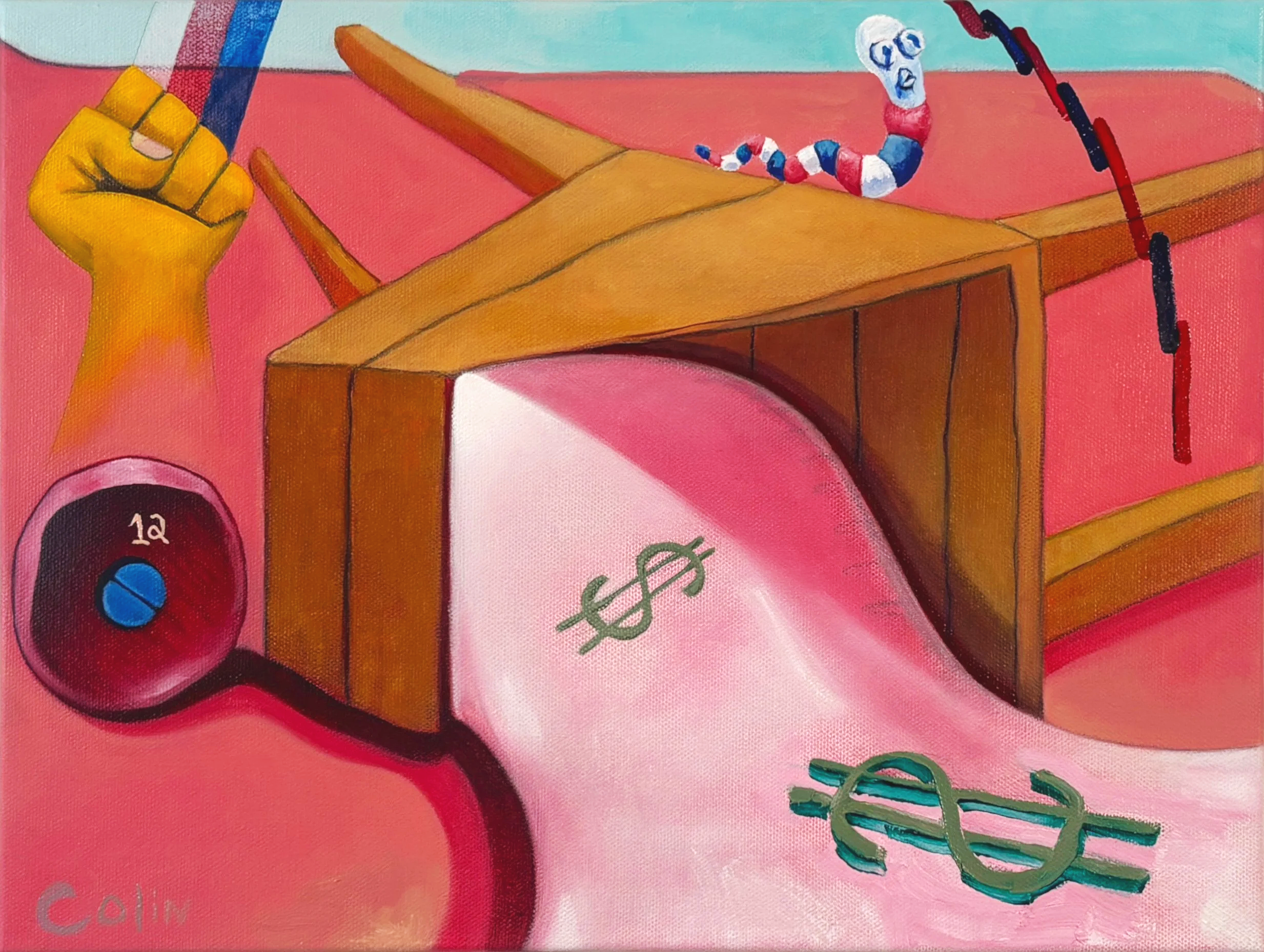 "The Clock Works" Oil & pencil on canvas. 12 in. x 16 in.