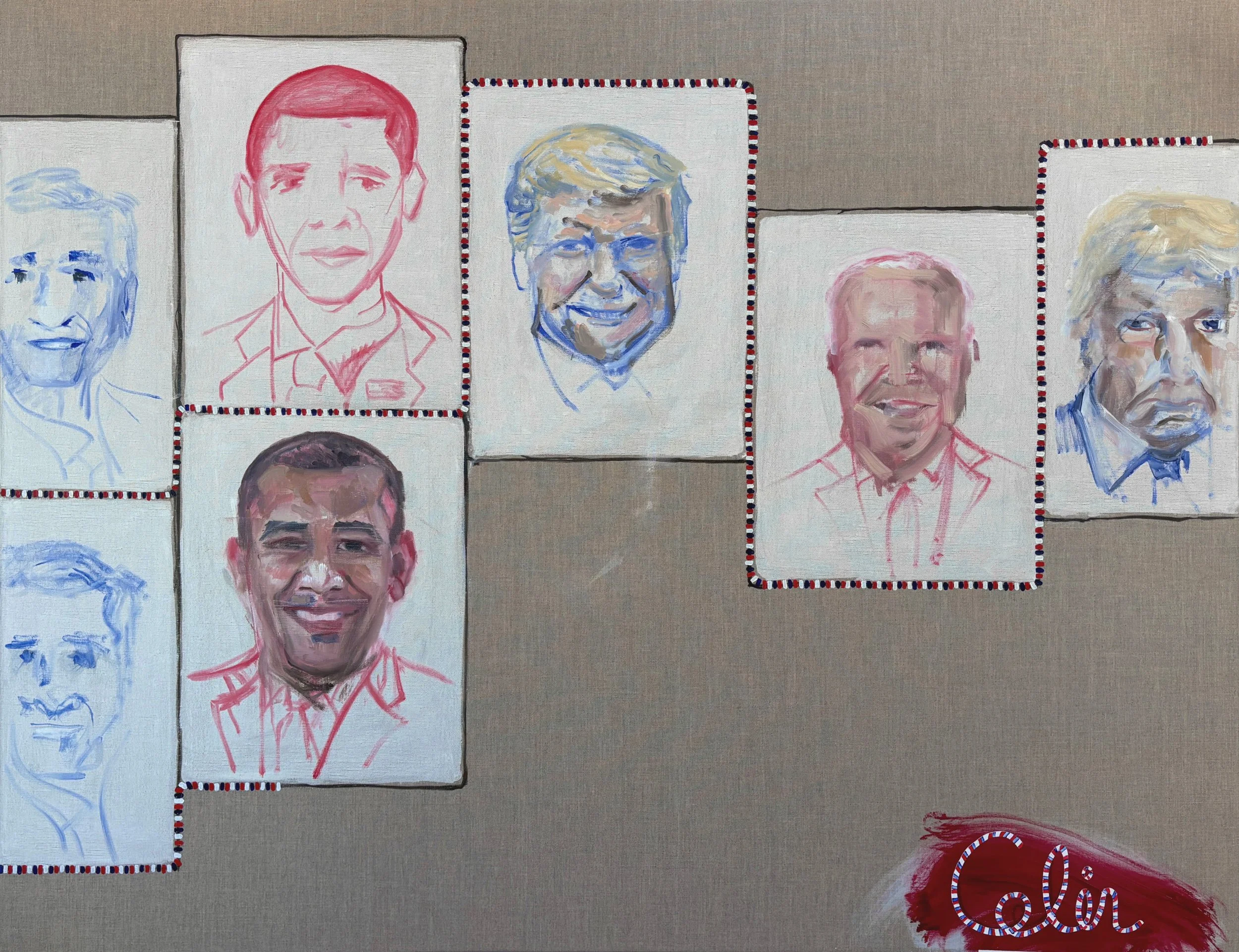 "War Crimes Akimbo" Oil on canvas. 42" x 54"