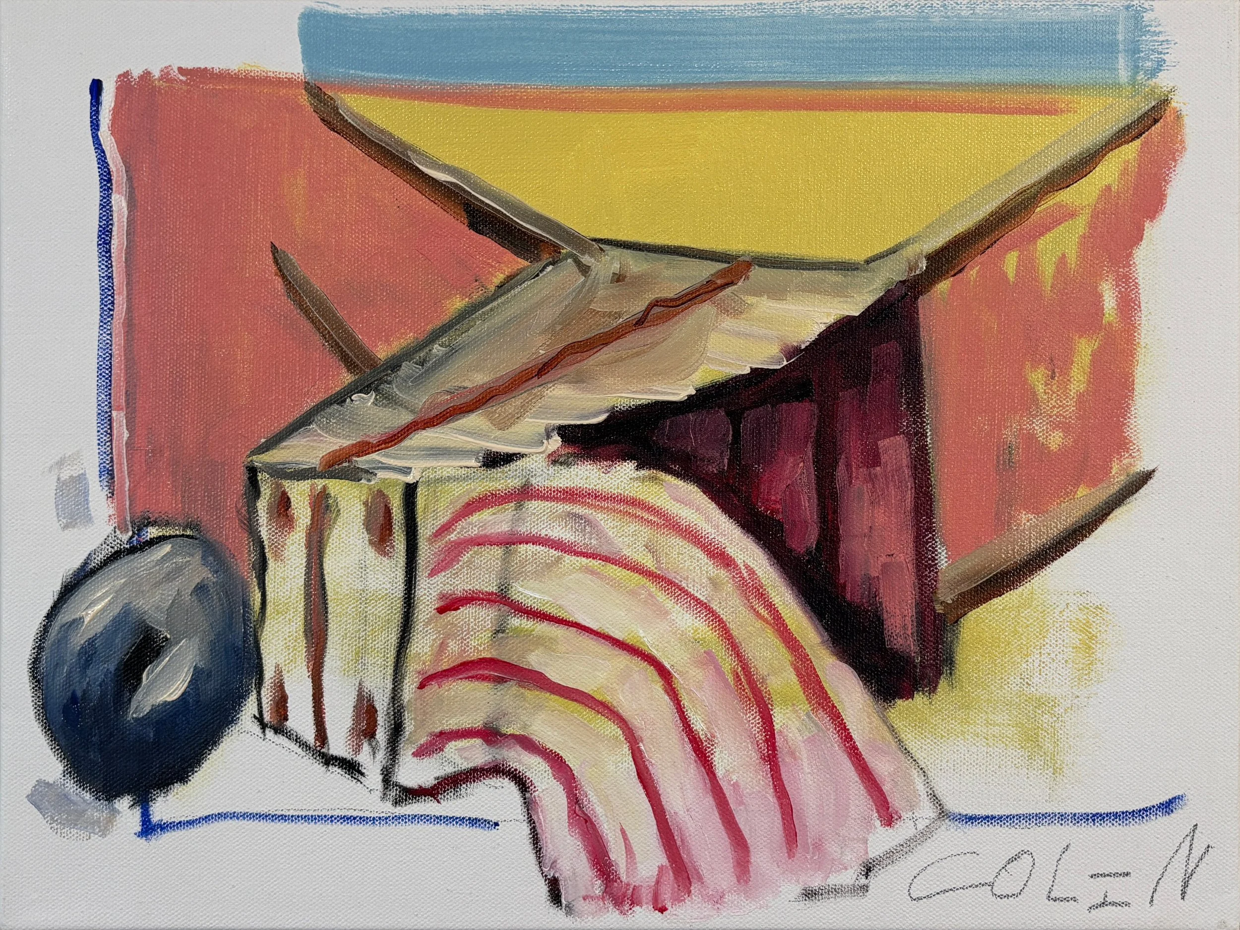 "B++ Cart" Oil & pencil on canvas 12" x 16"