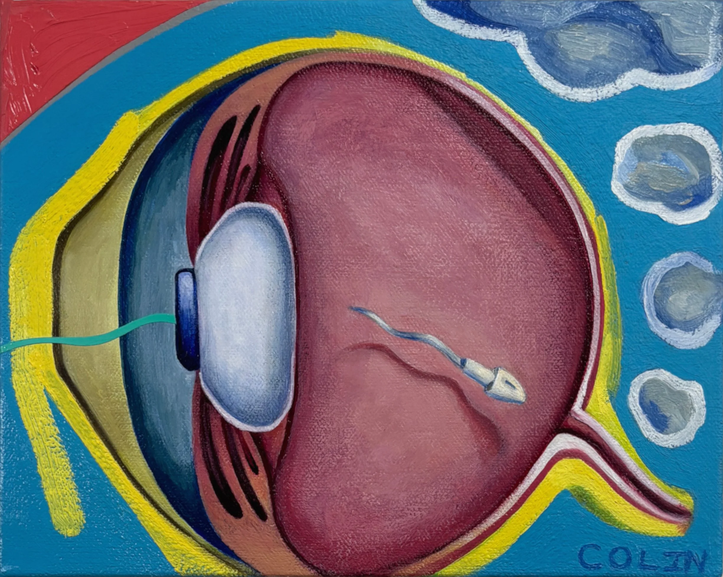 "Dumb Idea, Study for a Larger Painting" Oil on canvas. 12"x16"