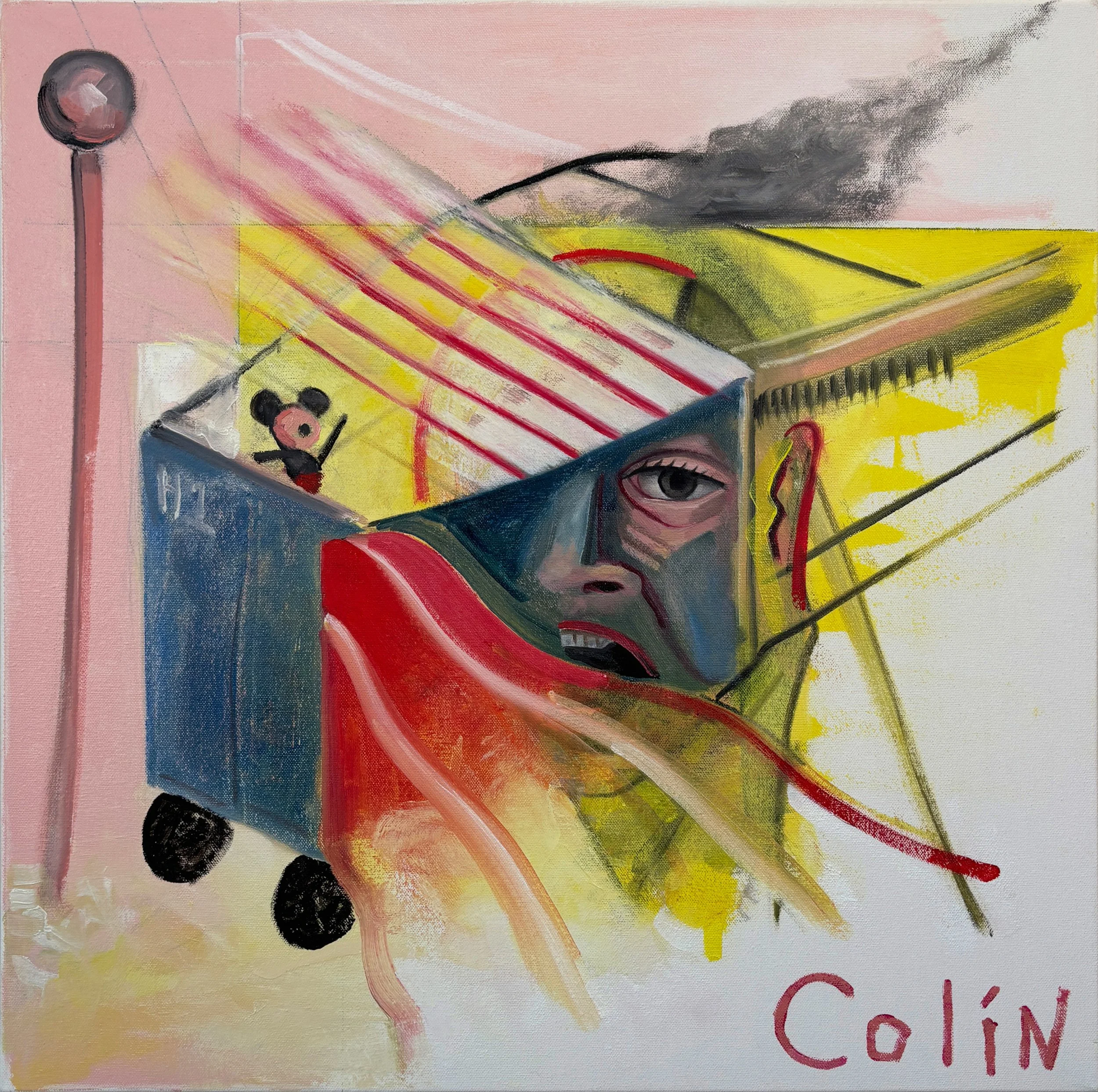 "Blue Cart" Oil & pencil on canvas. 24"x24"