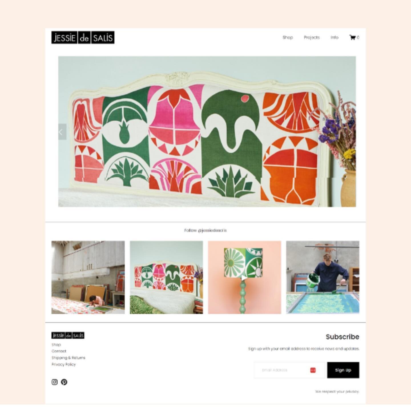 Love this update to @jessiedesalis website. We moved from version 7 to the new @squarespace fluid site. Added custom forms, filter products, upsells and a mobile revamp. ❤️