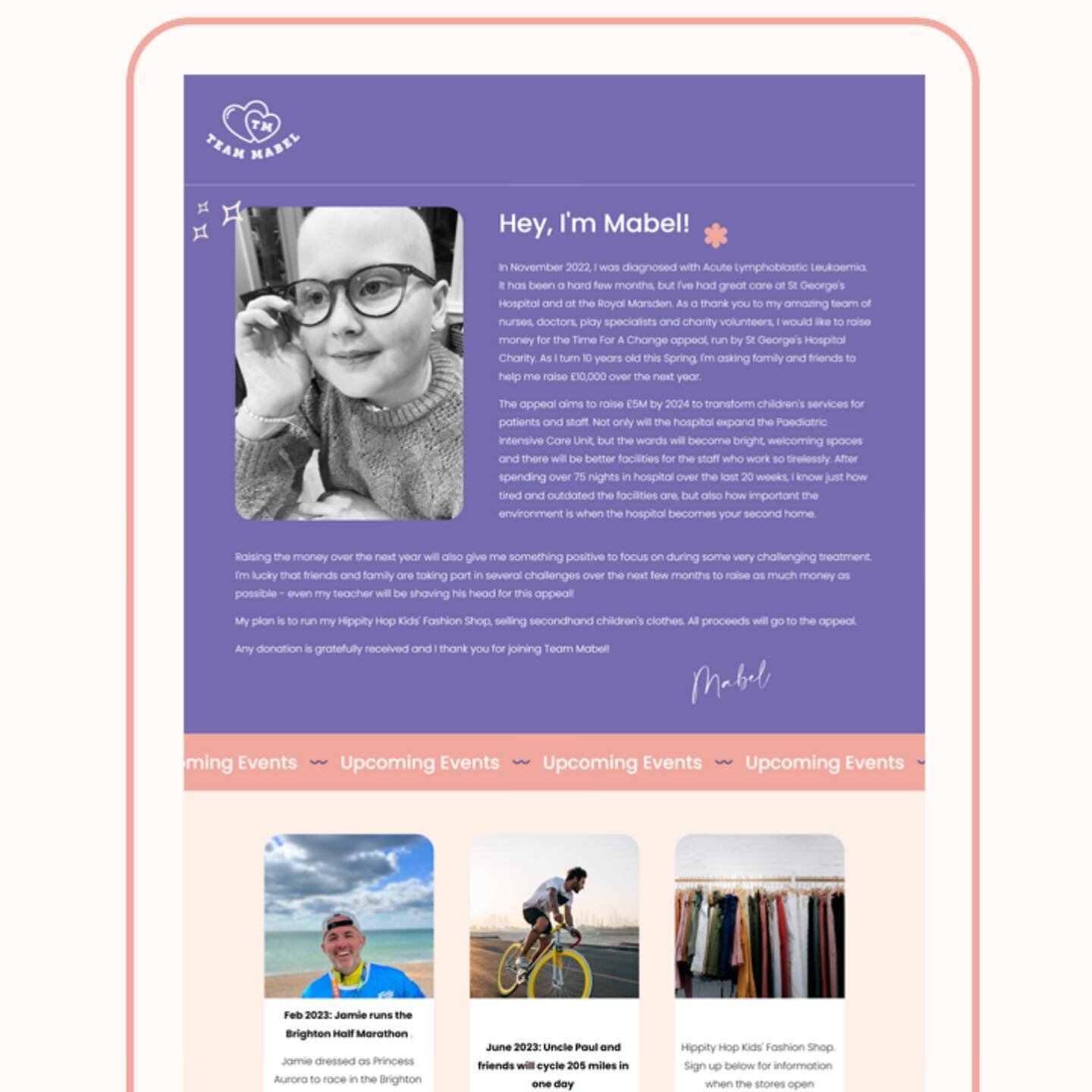 A bright and bold website for the awesome Mabel. 
https://www.team-mabel.co.uk