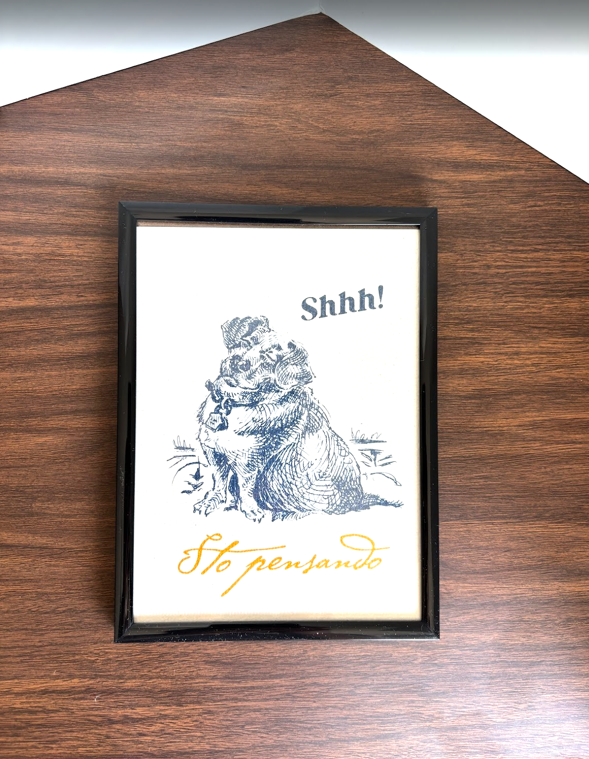 "shhh! I'm thinking", said the old dog resting peacefully, eyes shut