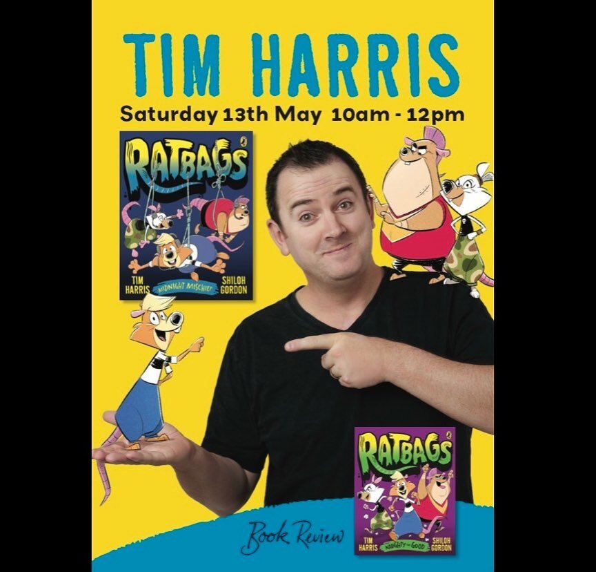 Looking forward to signing copies of my upcoming book, Ratbags: Midnight Mischief, at Book Review, St Ives. Just one week until Ratbags 2 hits the shelves!