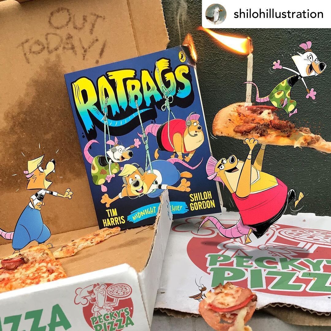 Book 2 in the Ratbags series is out today! I love Shiloh Gordon&rsquo;s Book Birthday illustration - a ratty pizza party!