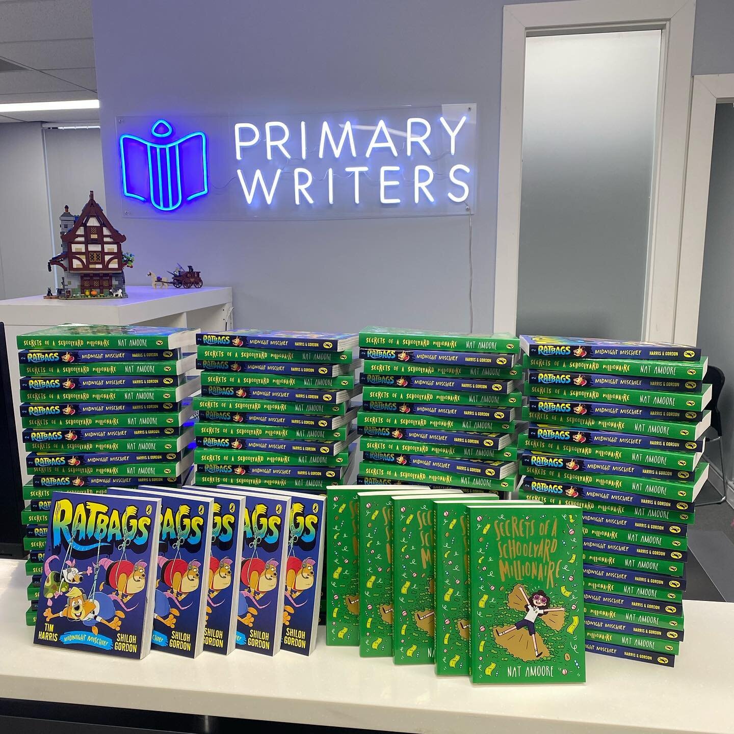 Blues and greens ready to be red. (See what I did there?) Thanks to the team at Primary Writers for getting this term&rsquo;s gift books into gift bags. @nat_amoore, I think our books look great together! @primarywriters