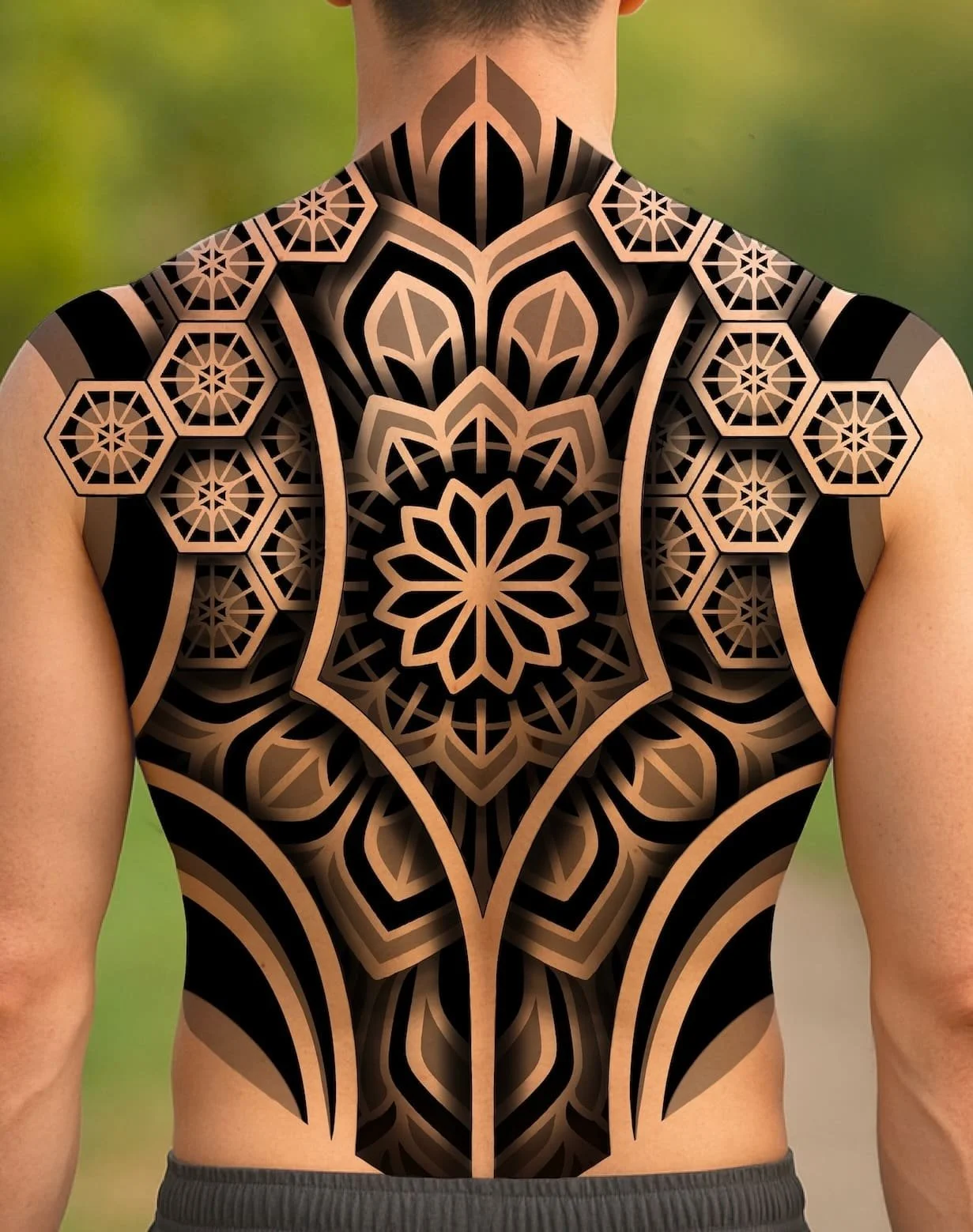 geometric-ornamental-full-back-mandala-custom-tattoo-design-north-devon-UK