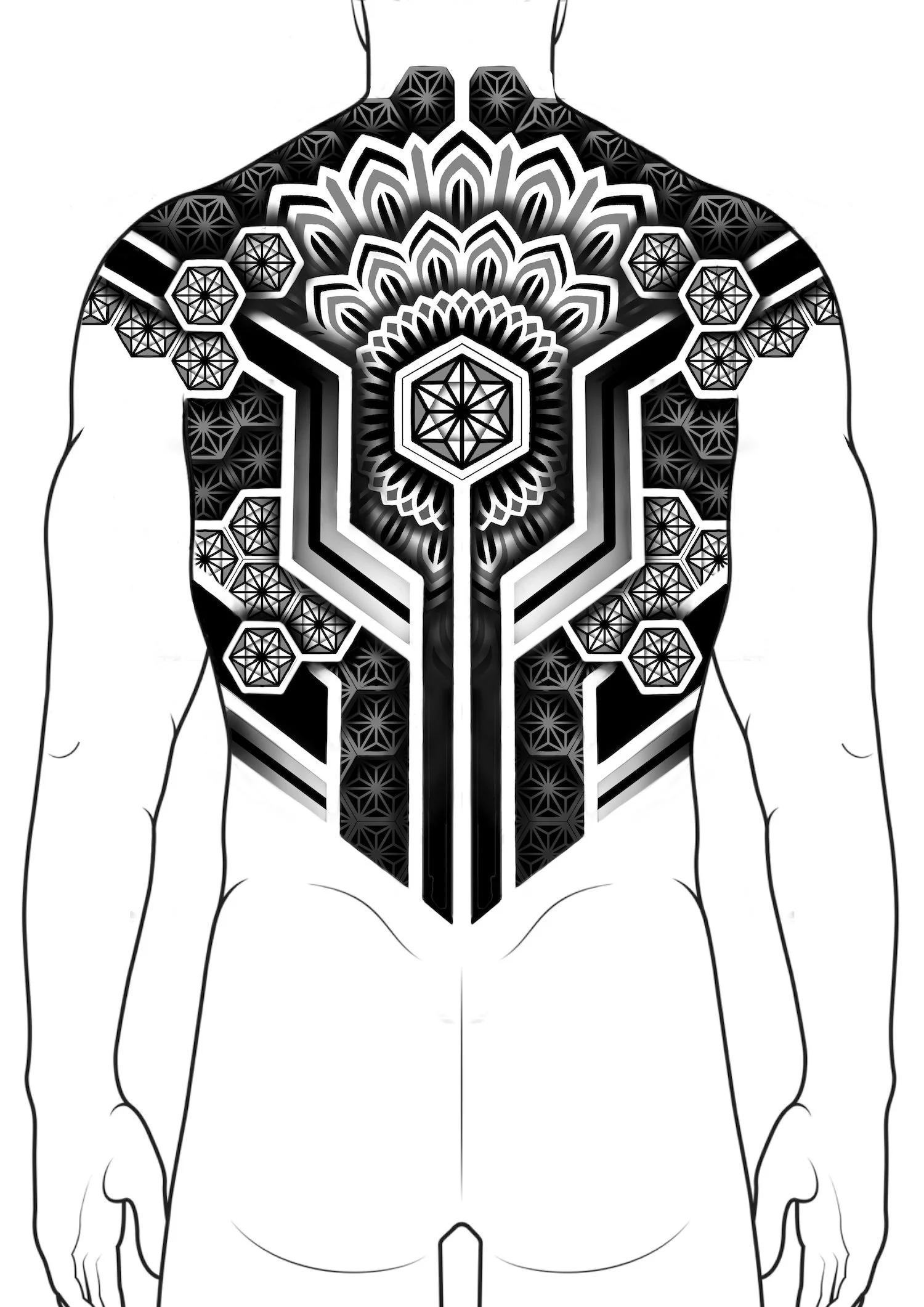 geometric-ornamental-asanoha-full-back-custom-tattoo-design-north-devon-UK